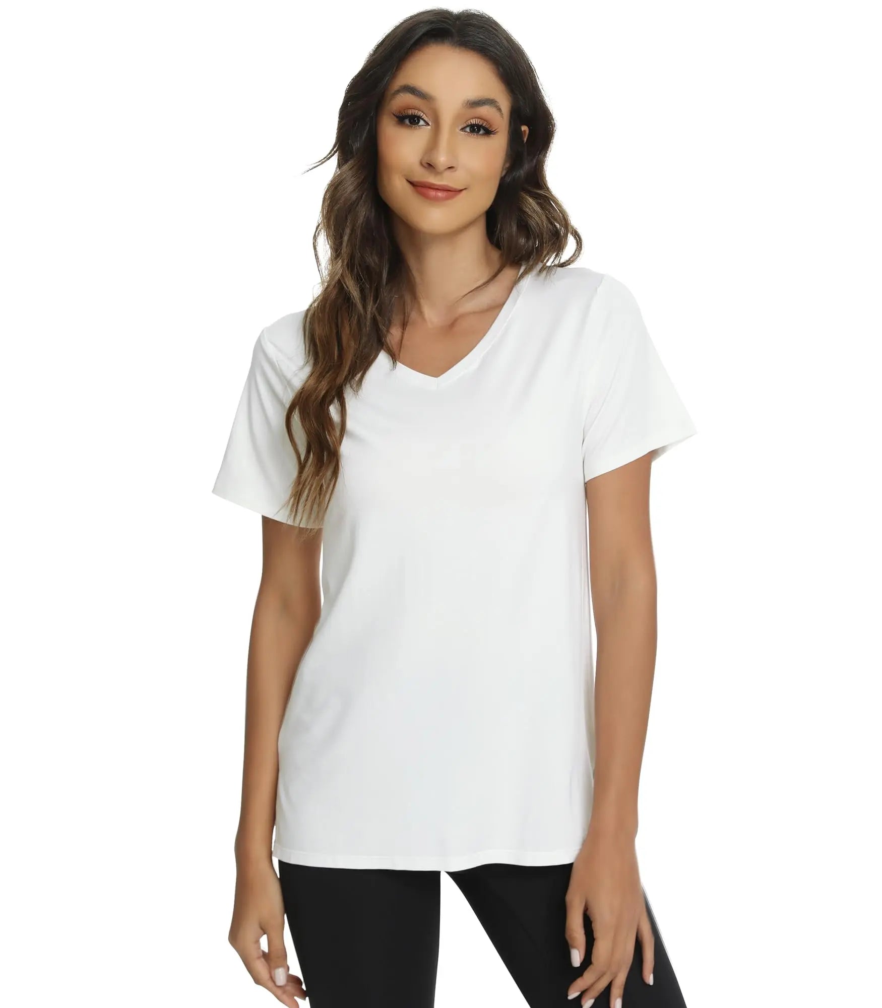 WiWi Viscose from Bamboo Pajama Tops for Women Super Soft Short Sleeve Tee V Neck Sleep Cooling T-Shirt Pjs Sleepwear S-XXL