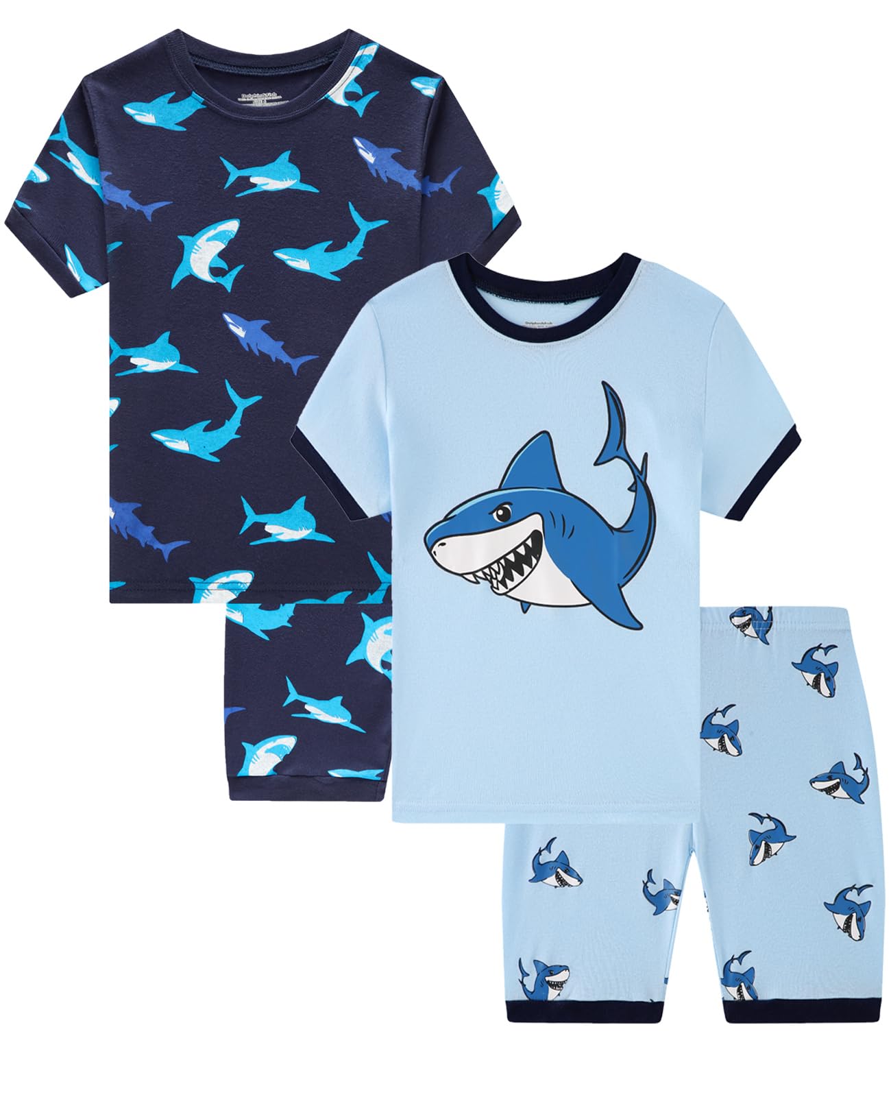 Dolphin&Fish Little Boys Cotton Short Pajamas 4 Piece Summer Kids Clothes Children Toddler Pjs