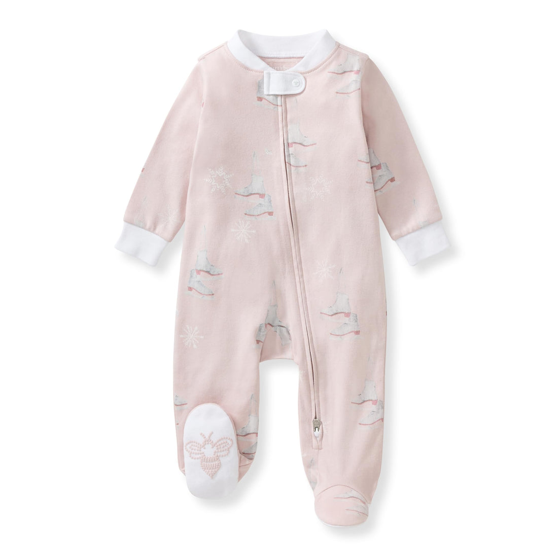 Burt's Bees Baby Organic Cotton Sleep and Play Footed Pajamas for Girls, Zipper PJ Newborn Sleeper with Non-Slip Bee Grips