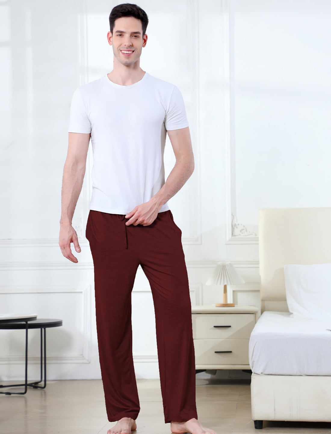 DITOK Men's Lightweight Pajama Pants Soft Lounge Sleep Joggers Adjustable Drawstring & Pockets All-Season Sleepwear