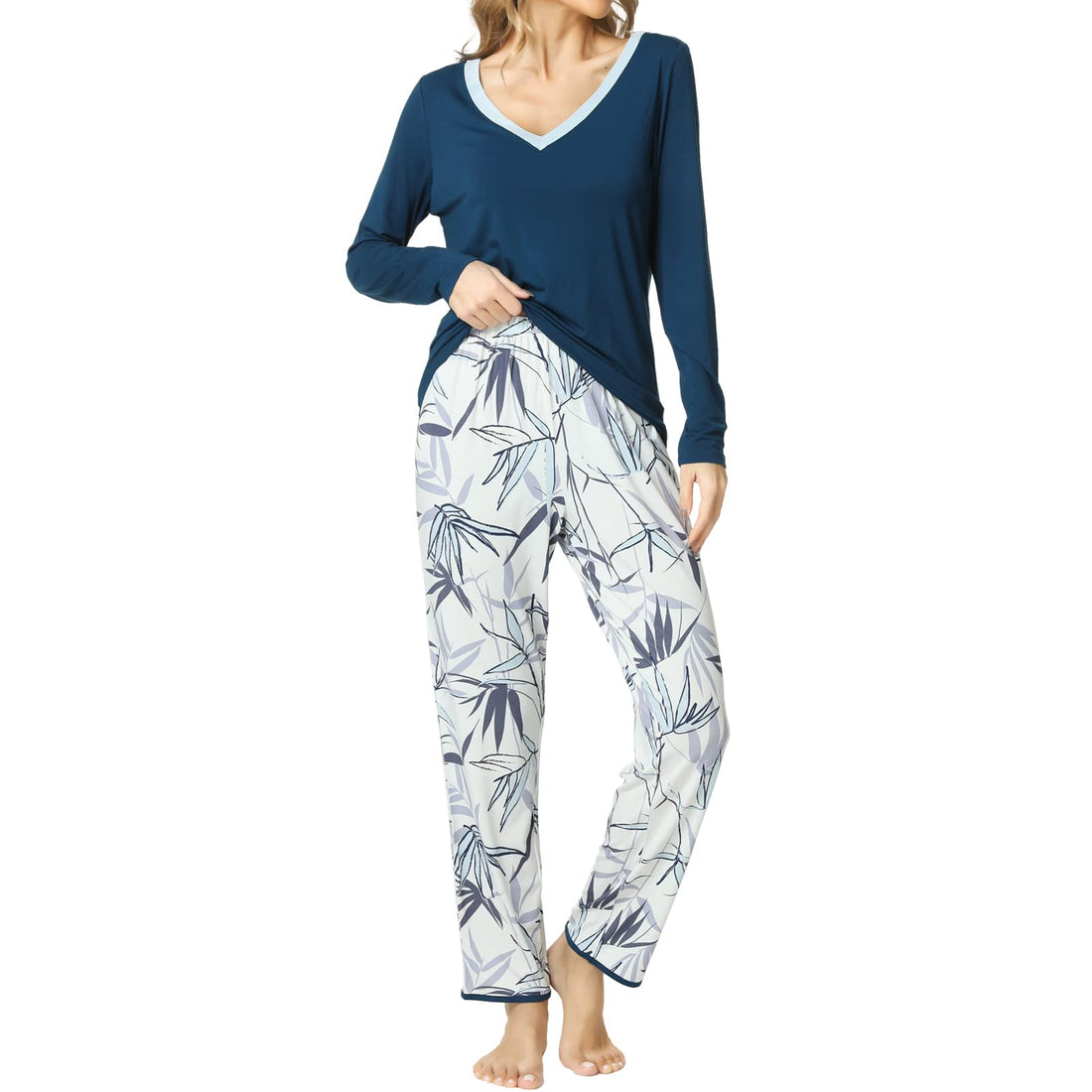 GYS Viscose from Bamboo Women's Pajama Sets Super Soft Long Sleeve Sleepwear Comfy Winter Pjs Sets S-4X