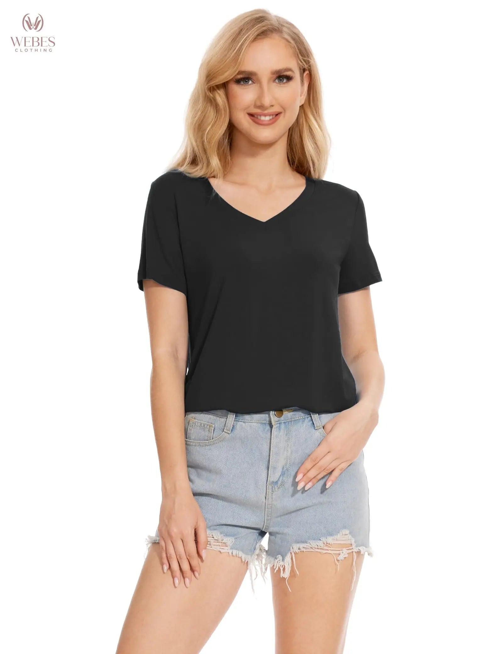 GYS Bamboo Viscose Pajamas Tops for Women, Cooling Basic T-Shirt, Soft Short Sleeve Sleep Shirts, Lightweight Pj Shirt