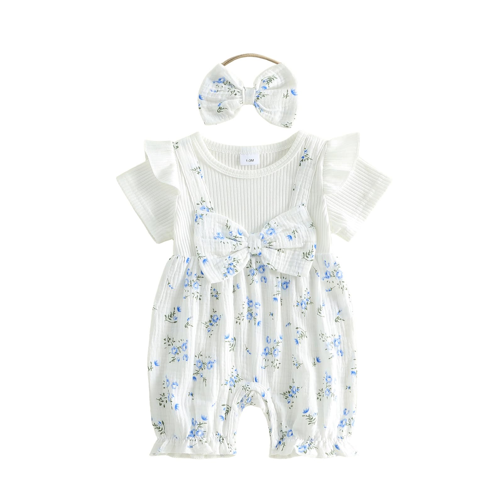 YINGISFITM Newborn Baby Girl Summer Clothes Short Sleeve Bubble Romper Bow Shorts Jumpsuit Infant Outfit 0 3 6 9 12 18 Months WEBE CLOTHING