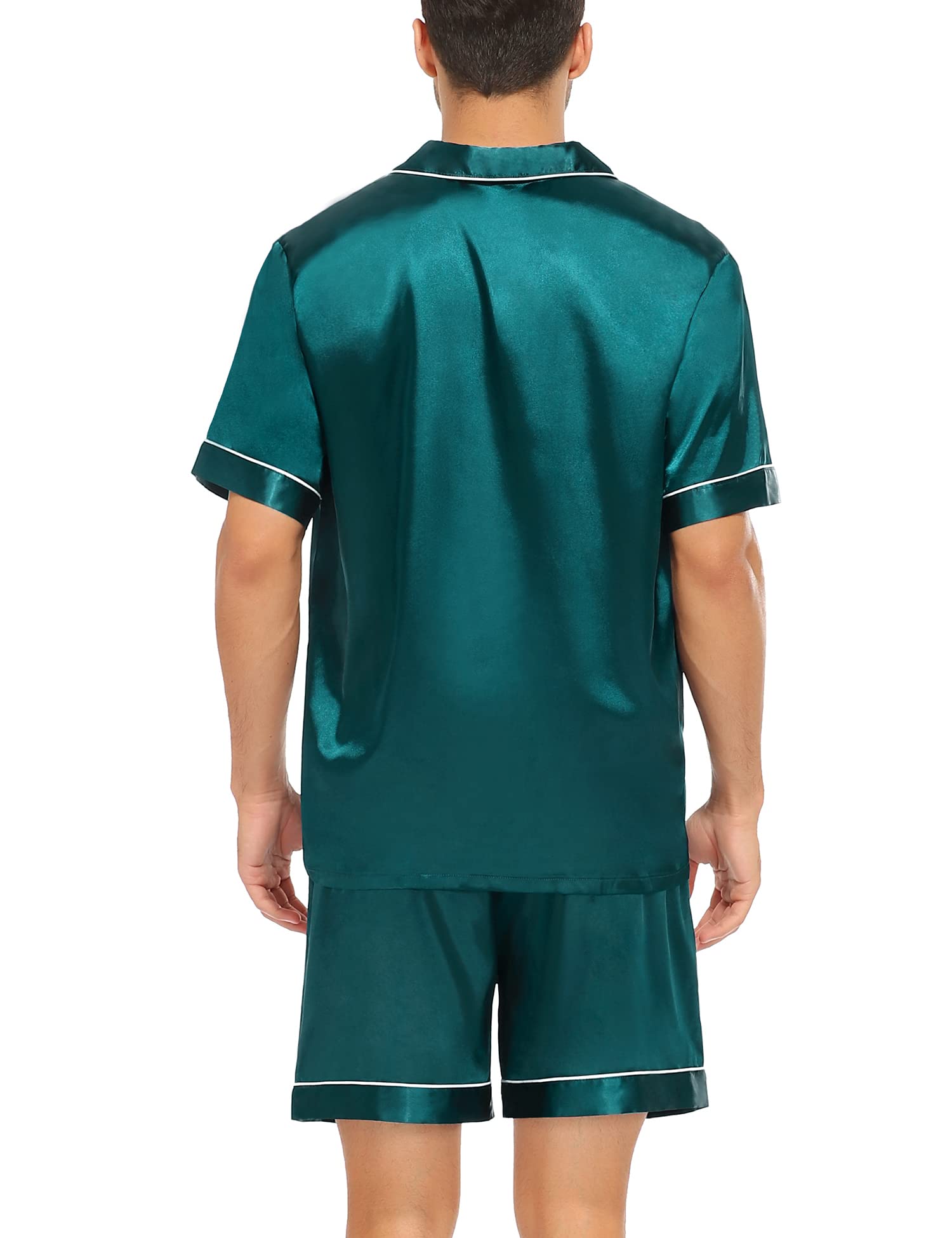 SWOMOG Couple Matching Pajamas Sets Women & Men Button Down Silk Pjs Men Short Sleeve Soft Lounge Sets 2 Pcs Loungewear