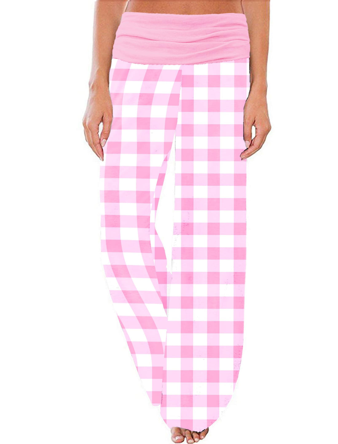 Gracyoga Women's Comfy Pajama Pants Wide Leg Lounge Palazzo Yoga Pants Stretch Casual Floral Print Fold Waist Pants