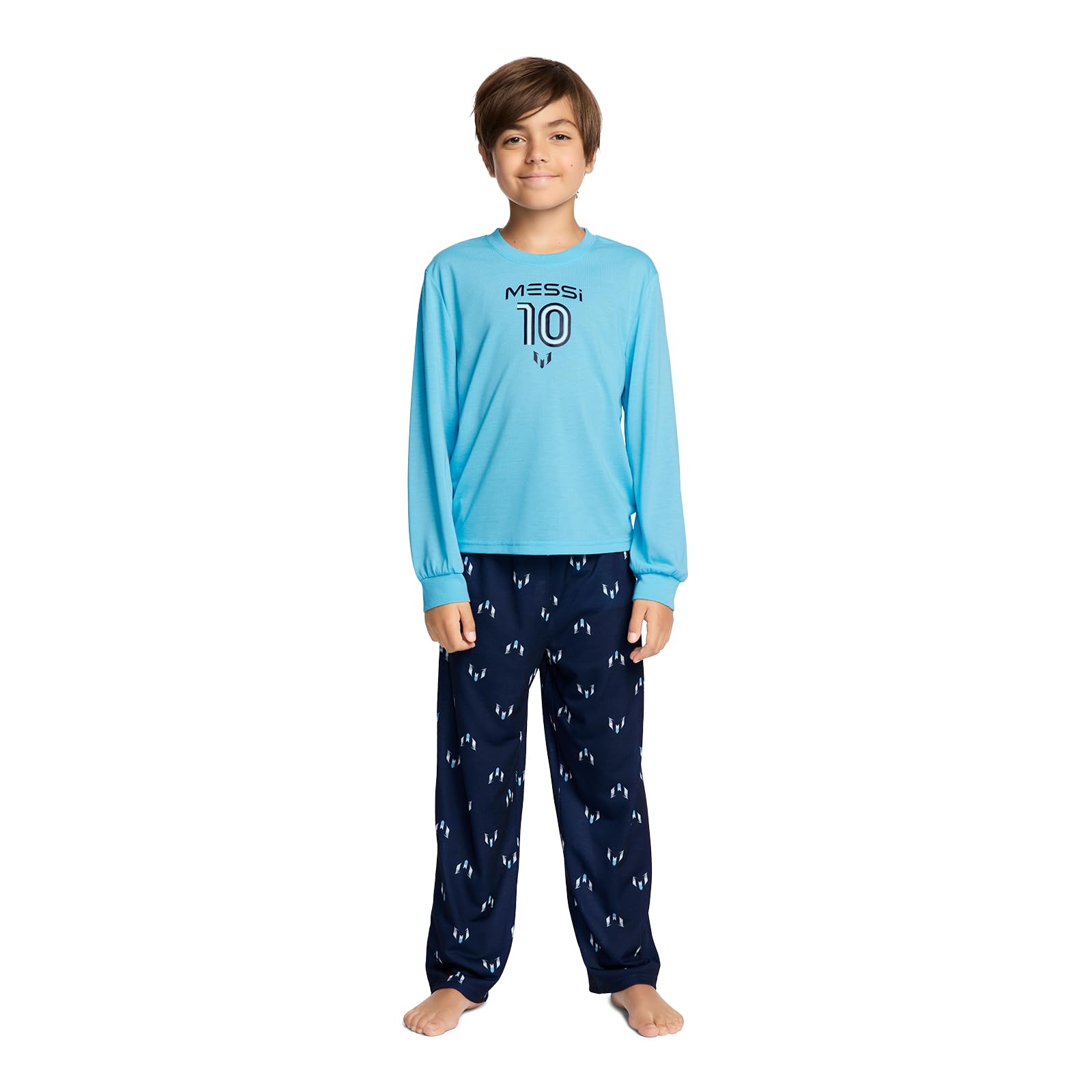Messi Boys' Lifestyle Long Sleeve 2-piece Set, Loose-fit Top & Sweatpants