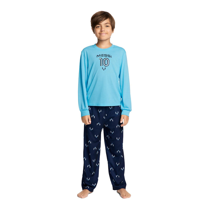 Messi Boys' Lifestyle Long Sleeve 2-piece Set, Loose-fit Top & Sweatpants