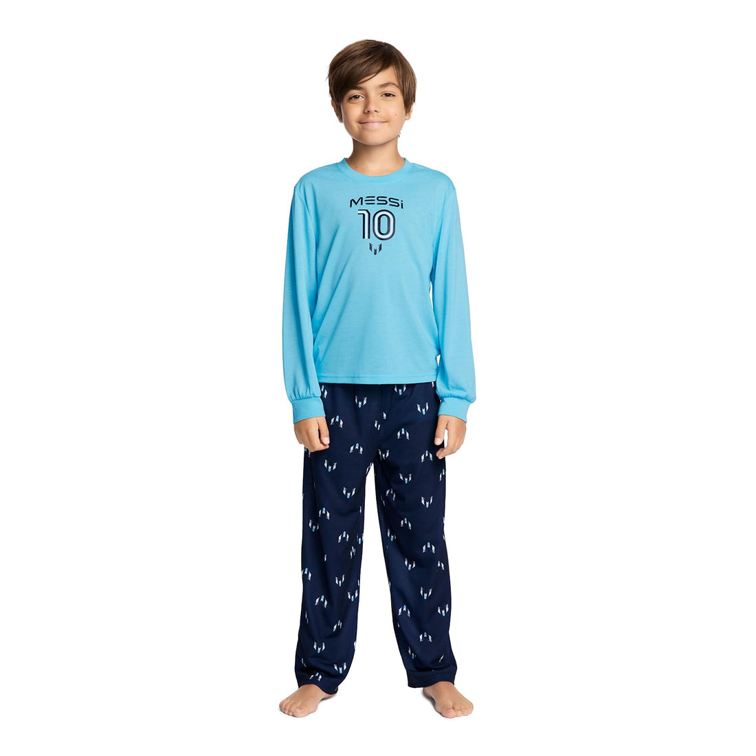 Messi Boys' Lifestyle Long Sleeve 2-piece Set, Loose-fit Top & Sweatpants