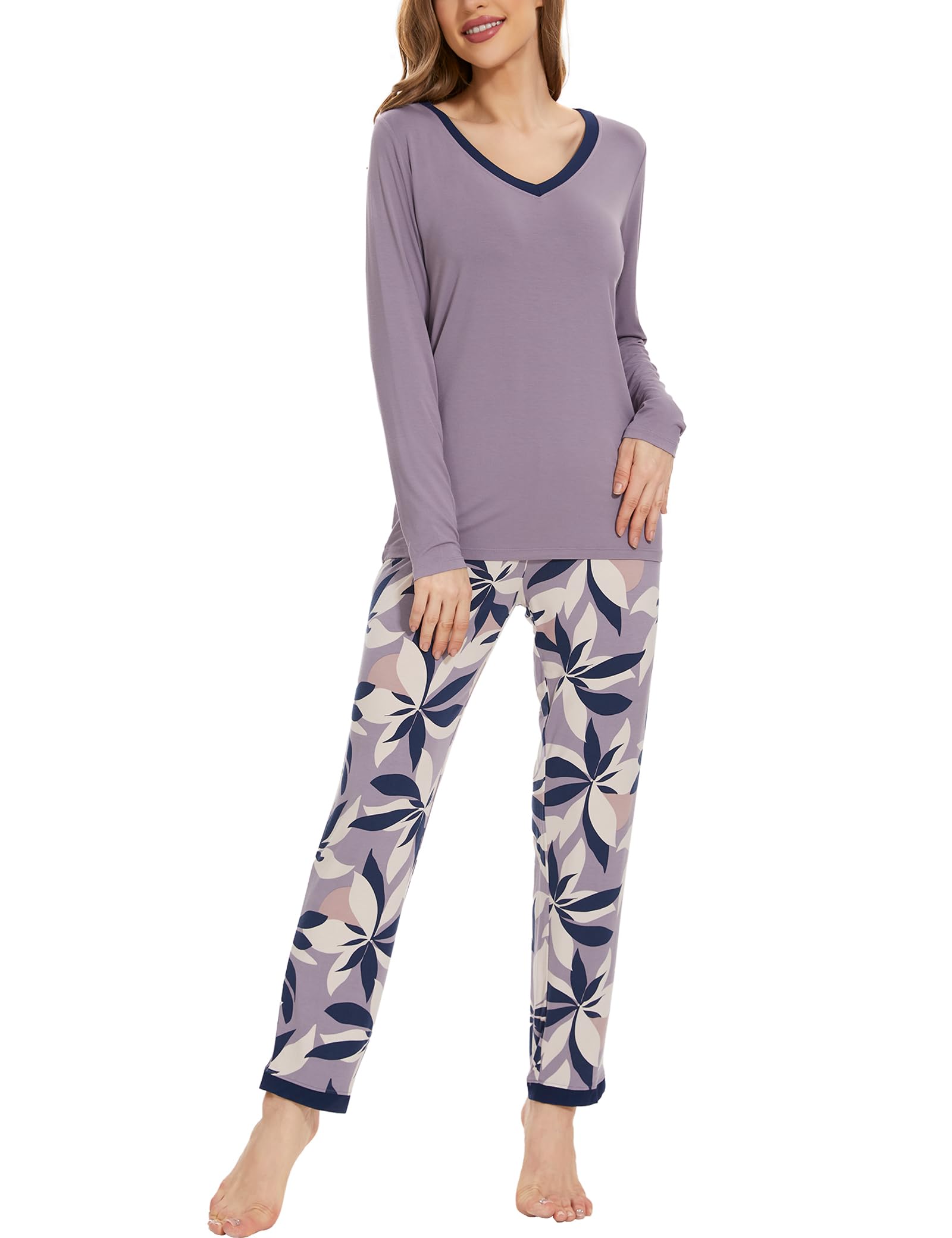 GYS Viscose from Bamboo Women's Pajama Sets Super Soft Long Sleeve Sleepwear Comfy Winter Pjs Sets S-4X