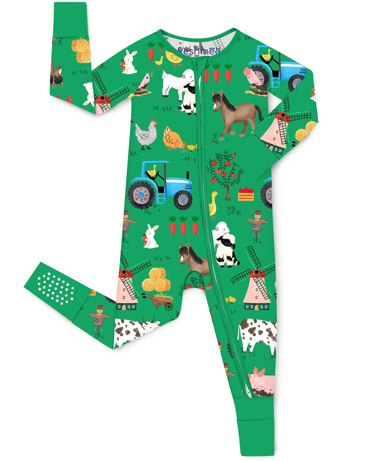 babee Reshinee Bamboo Viscose Baby Convertible Footie Pajama, Zipper Pajamas for Baby Boys & Girls, Sleep & Play Footed