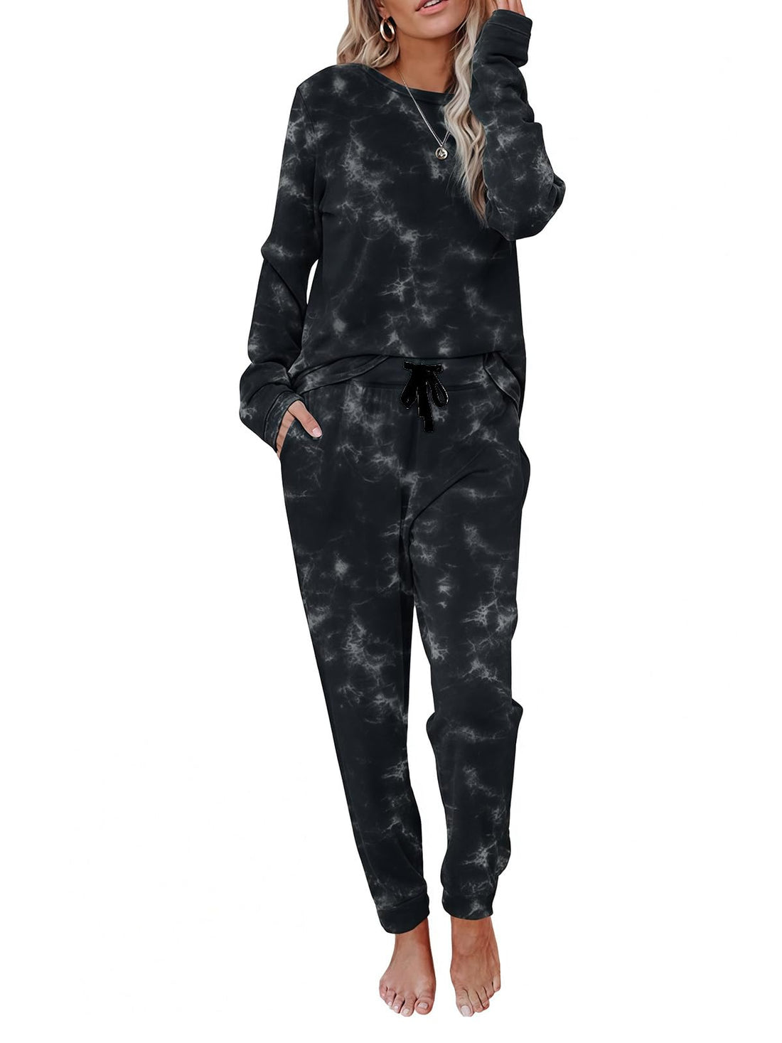 2 Piece Pjs Set For Womens Pajamas Lounge Set Long Sleeve Joggers Pants Sleepwear with Pockets WEBE CLOTHING