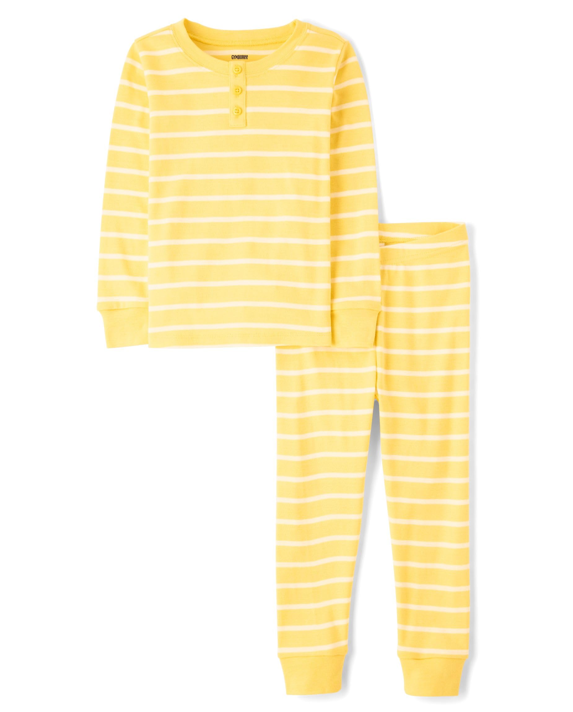 Gymboree Kids' And Toddler 100% Cotton Henley Long Sleeve Top and Pants, Gymmies Pajama Set