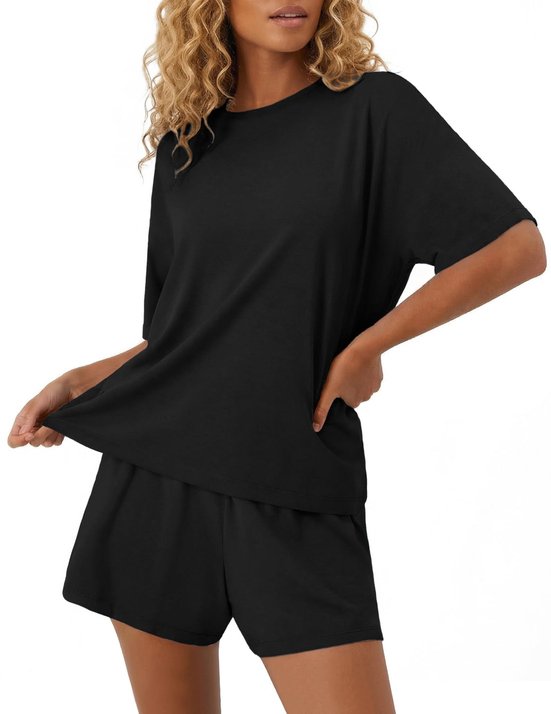 Ekouaer Pajama for Women Viscose from Bamboo 2 piece Lightweight Summer Pj Soft Short Sleeve Matching Lounge sets with Pocket