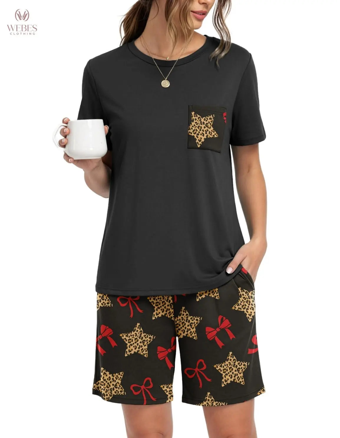 PrinStory Mens Pajama Sets Summer Pjs Sleepwear Nightwear Lightweight Quick Dry Soft Short Sleeve Sleep Set With Pocket S-4XL WEBE CLOTHING