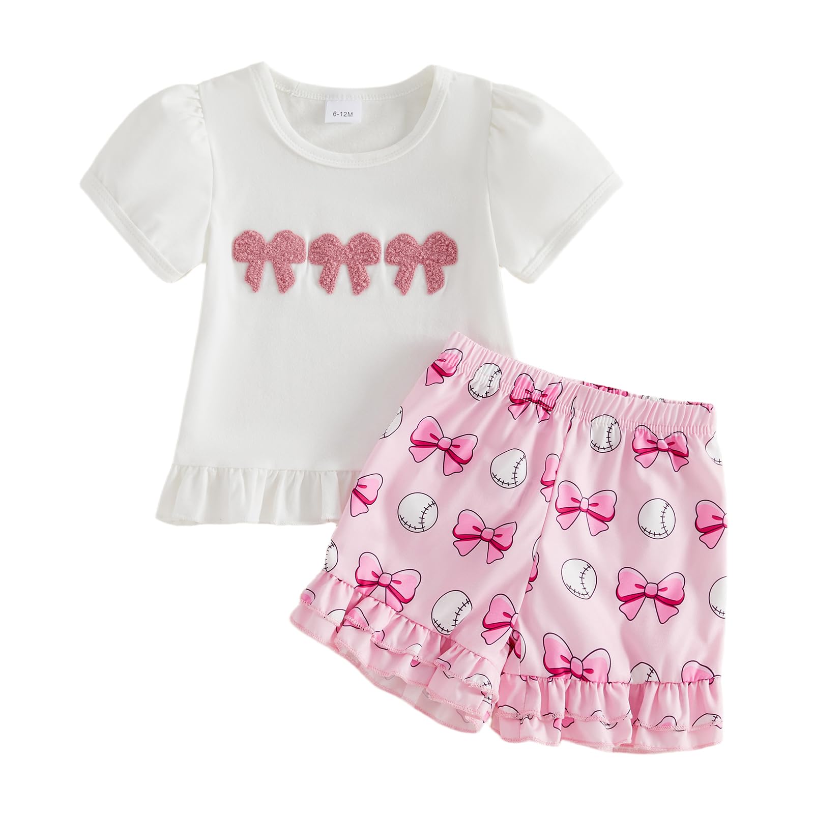 Toddler Baby Girl Summer Clothes T-Shirt Shorts Set Cute Outfits | Toddler Baby Girl Summer Clothes Short Sleeves T-Shirt Tops and Ruffled Shorts Set Cute Summer Outfits 2Pcs WEBE CLOTHING