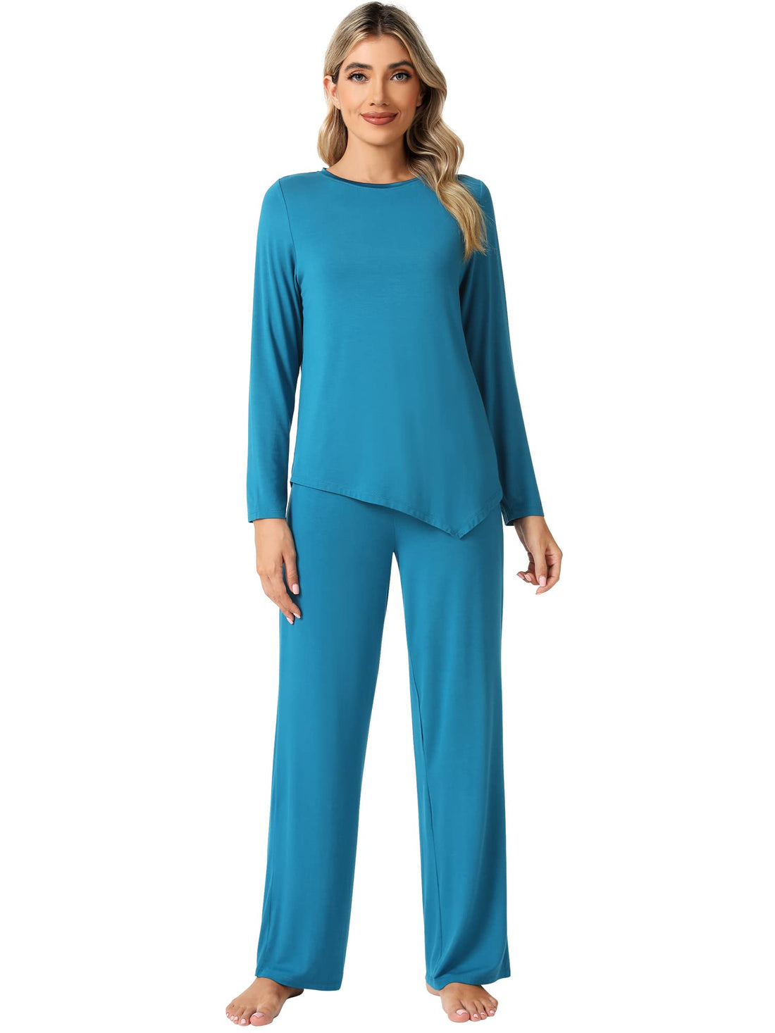 WiWi Pajamas Set for Women Super Soft Long Sleeve Pj Cooling Sleepwear Lounge Sets Loungewear Viscose from Bamboo S-XXL