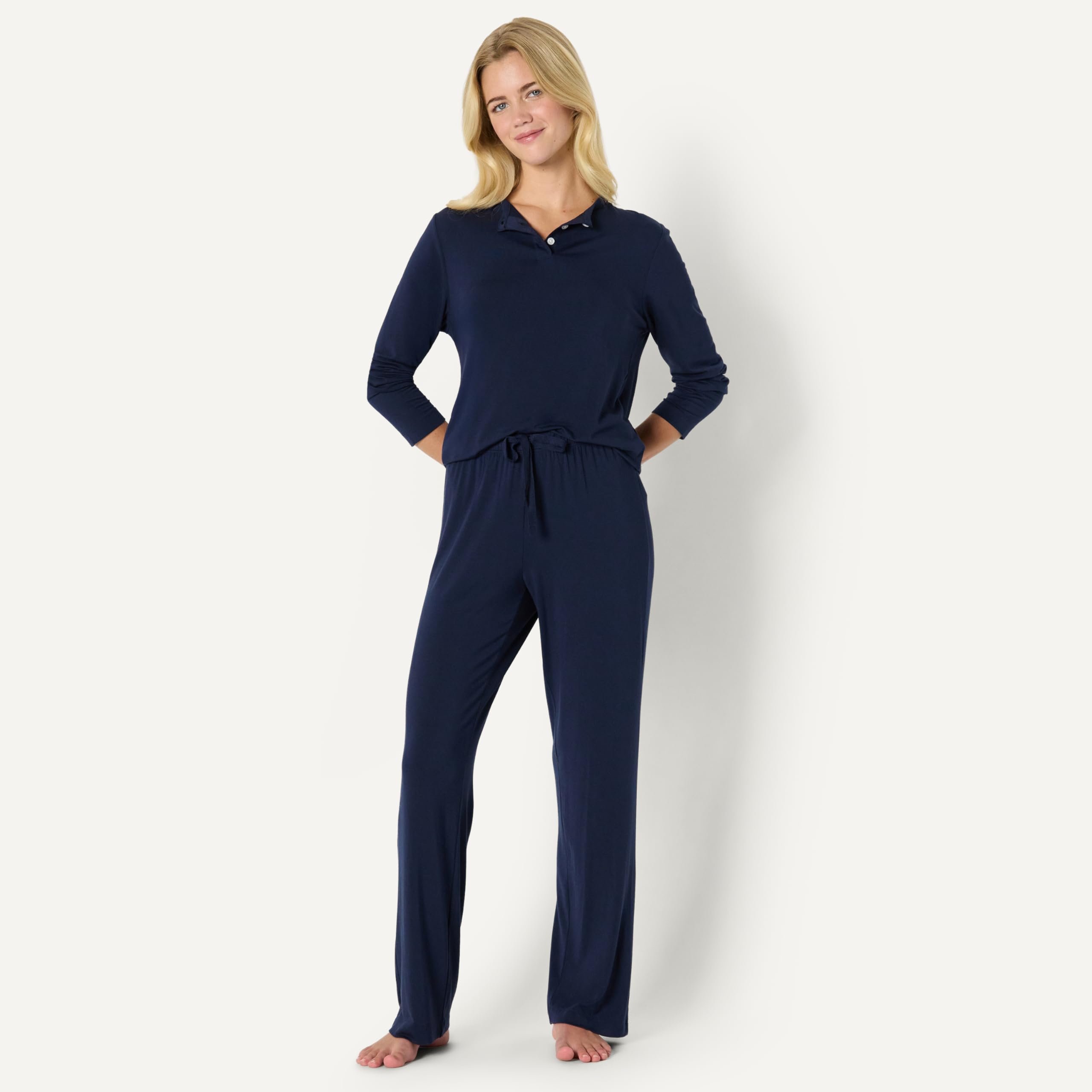 Amazon Essentials x Sofia Grainge Women's Long Sleeve Henley Pajama Set