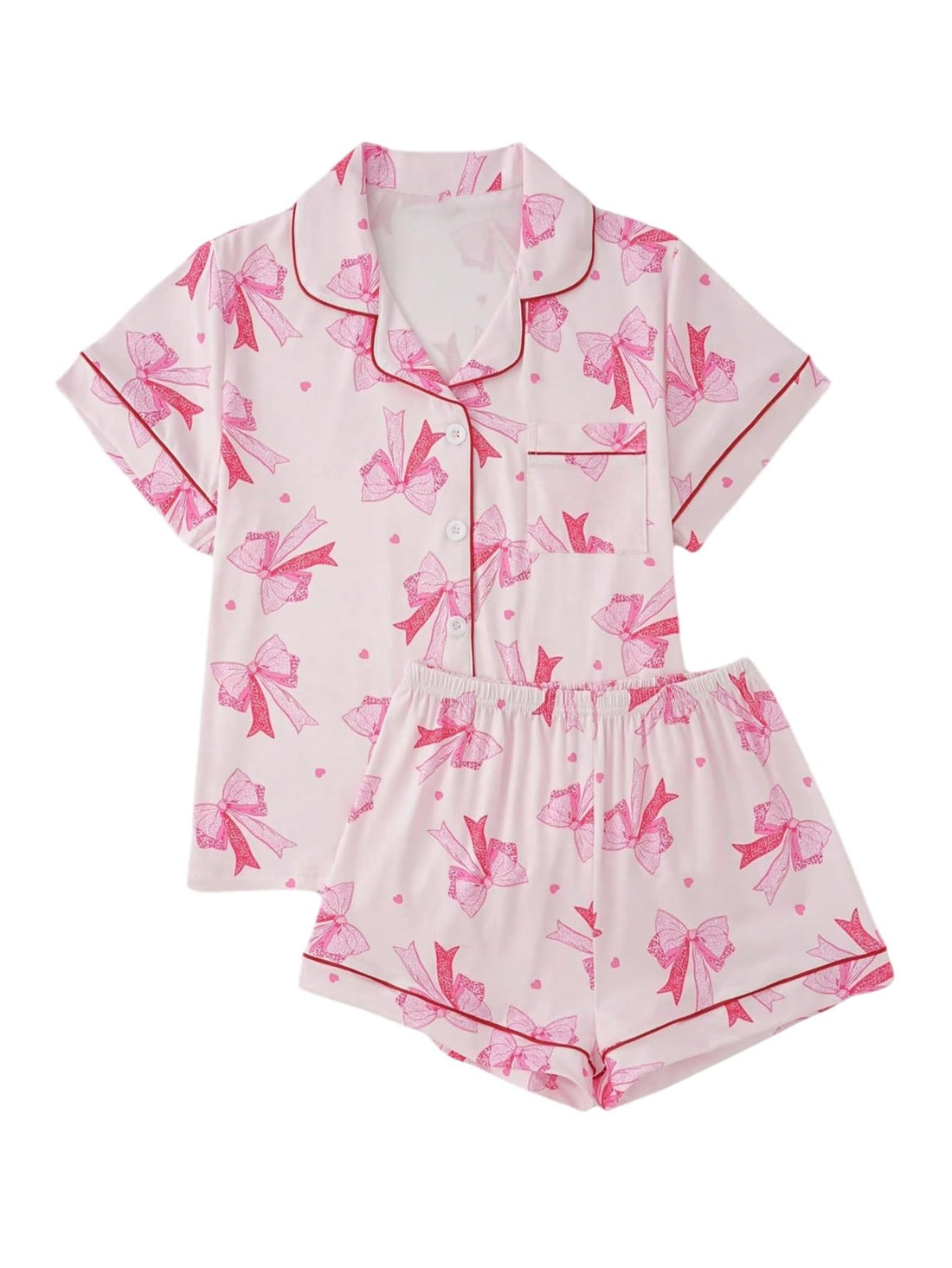 Verdusa Pajamas For Women Set 2 Piece Summer Pajama Sets Cute Pjs Lounge Matching Button Shirt with Shorts