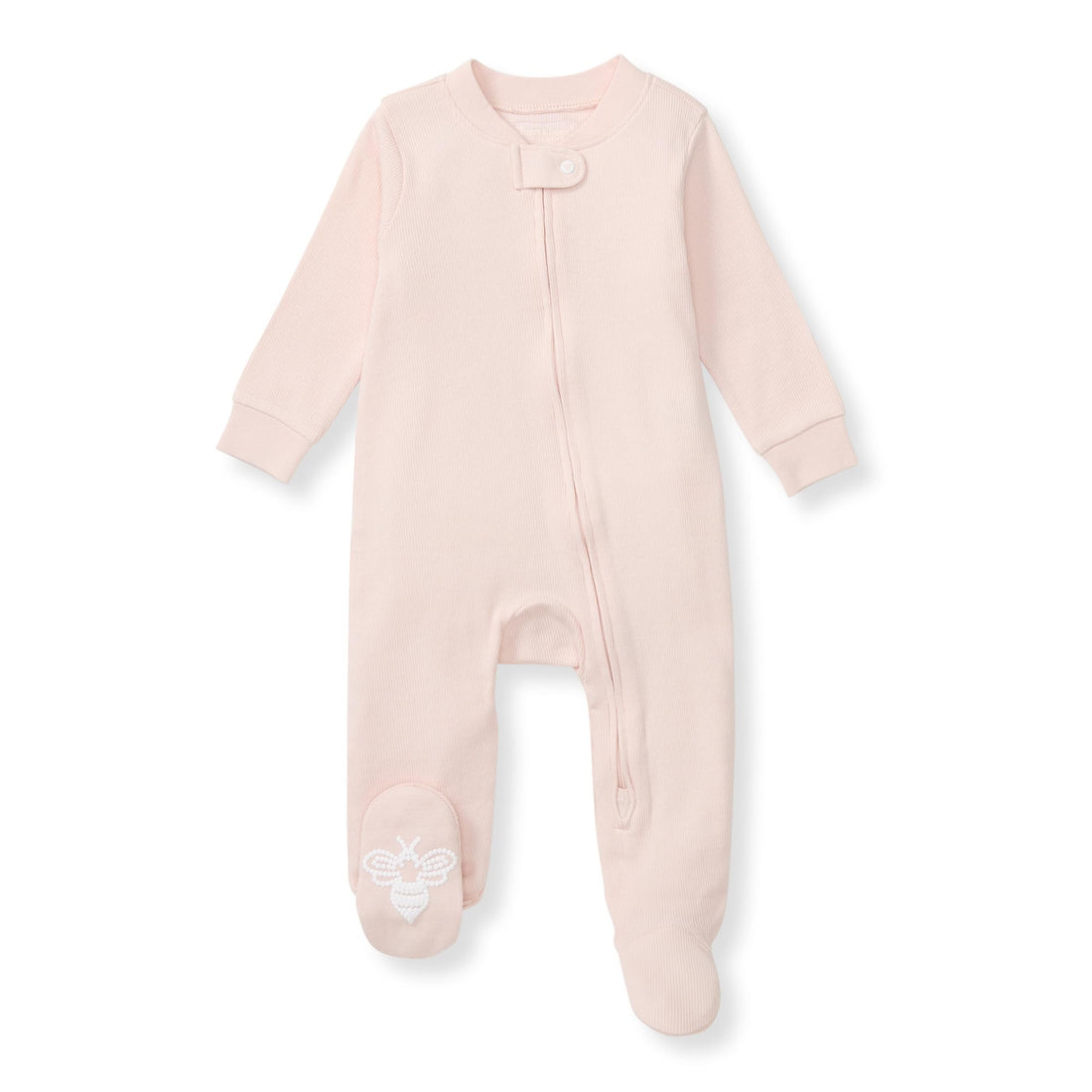 Burt's Bees Baby Organic Cotton Sleep and Play Footed Pajamas for Girls, Zipper PJ Newborn Sleeper with Non-Slip Bee Grips