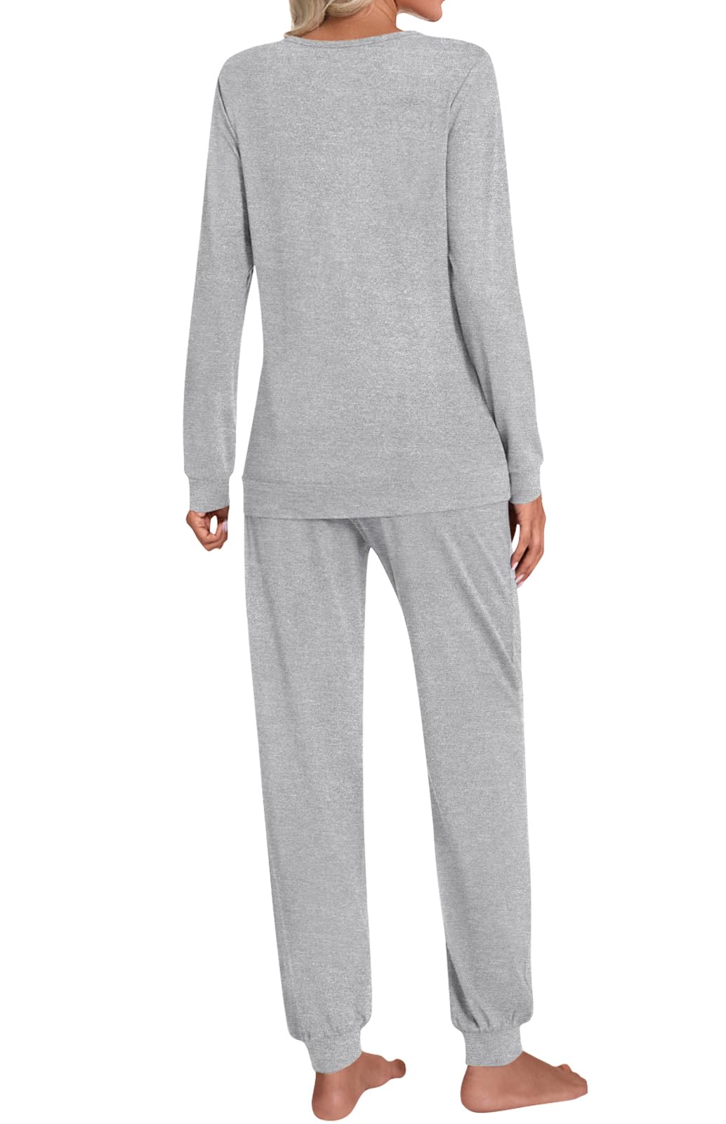 HOTGIFT Womens Pajamas Sets, 2 Piece Lounge Pjs Set Long Sleeve Long Pant Ladies Sleepwear with Pockets Soft