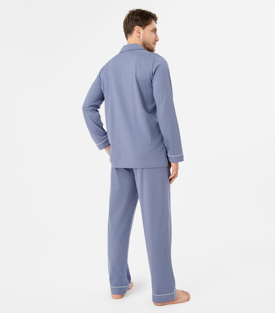 DAVID ARCHY Mens Pajamas Set Soft Cotton Notched Collar Pajamas for Men Long Sleeve Mens Sleepwear with Pockets & Front Fly WEBE CLOTHING