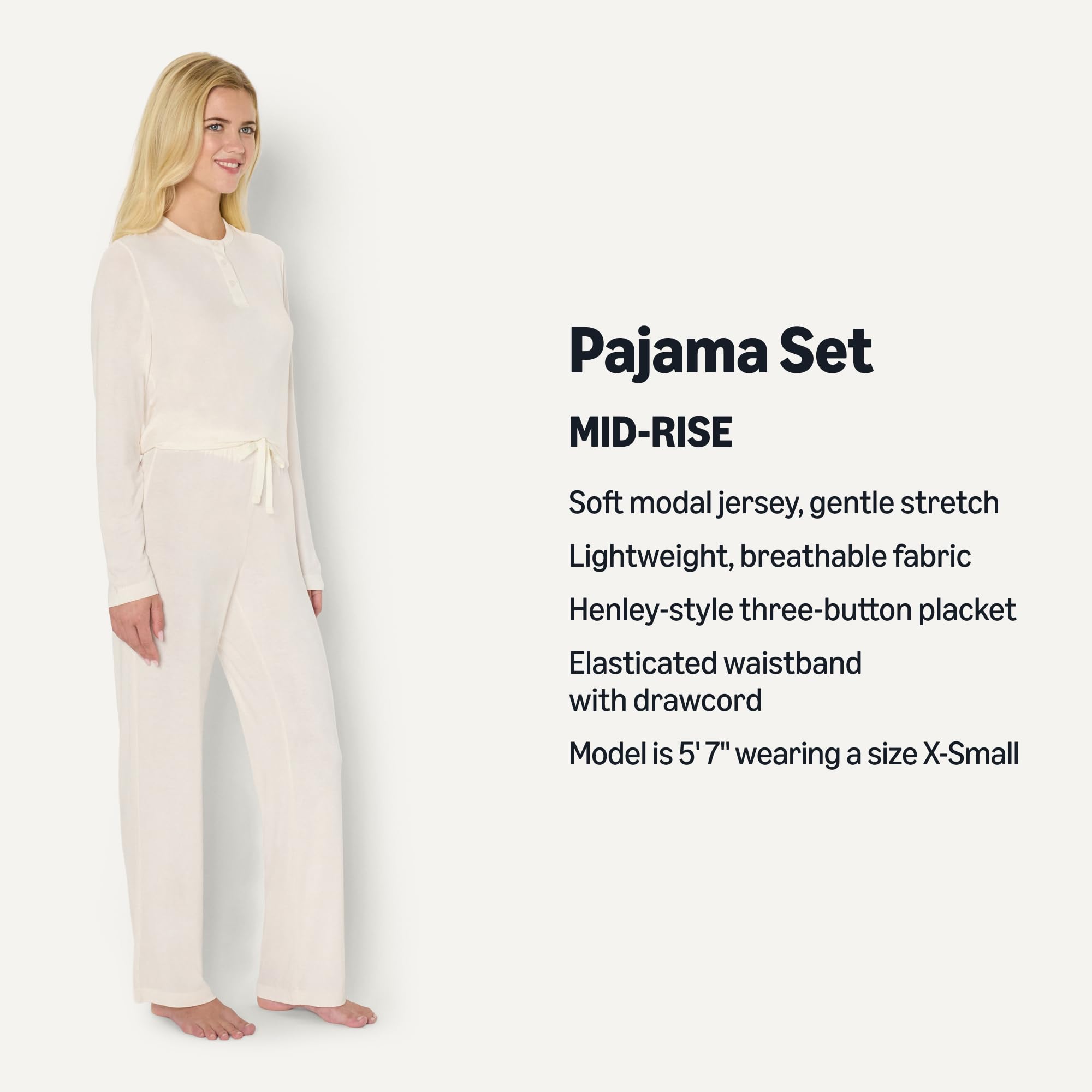 Amazon Essentials x Sofia Grainge Women's Long Sleeve Henley Pajama Set