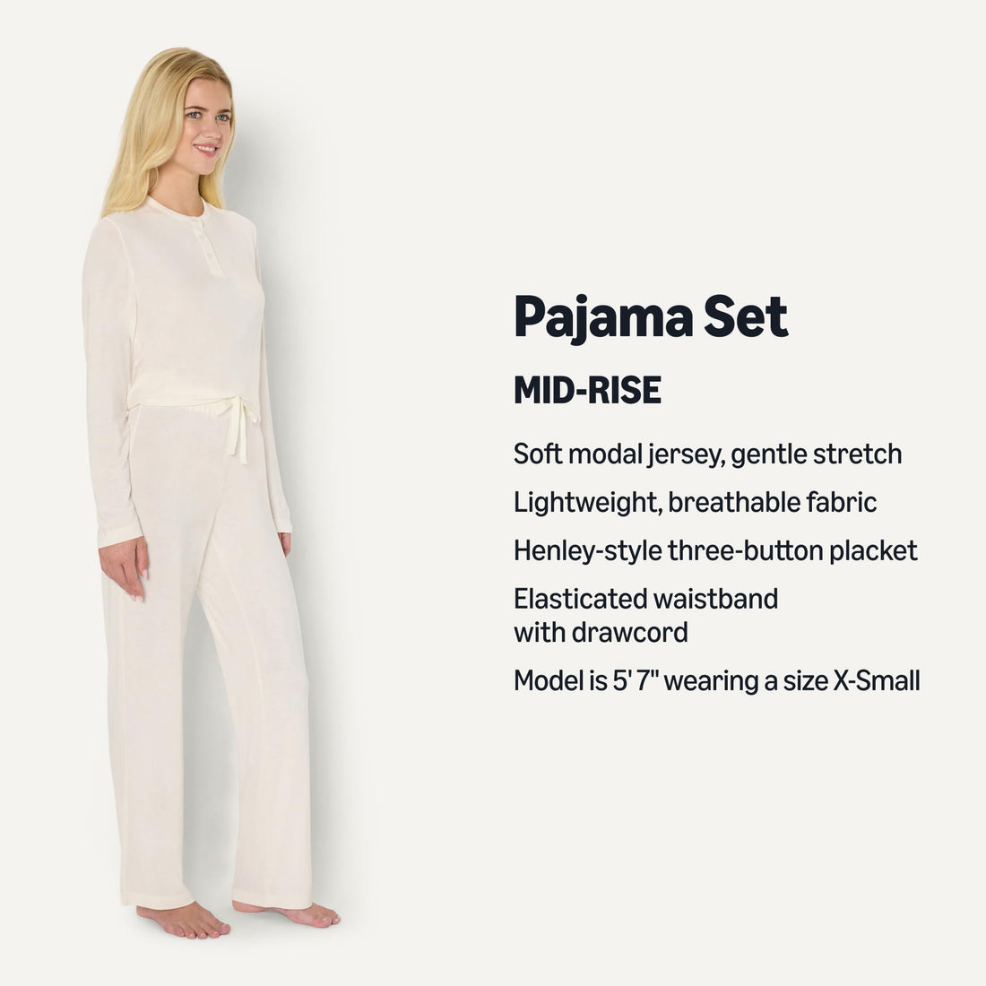 Amazon Essentials x Sofia Grainge Women's Long Sleeve Henley Pajama Set