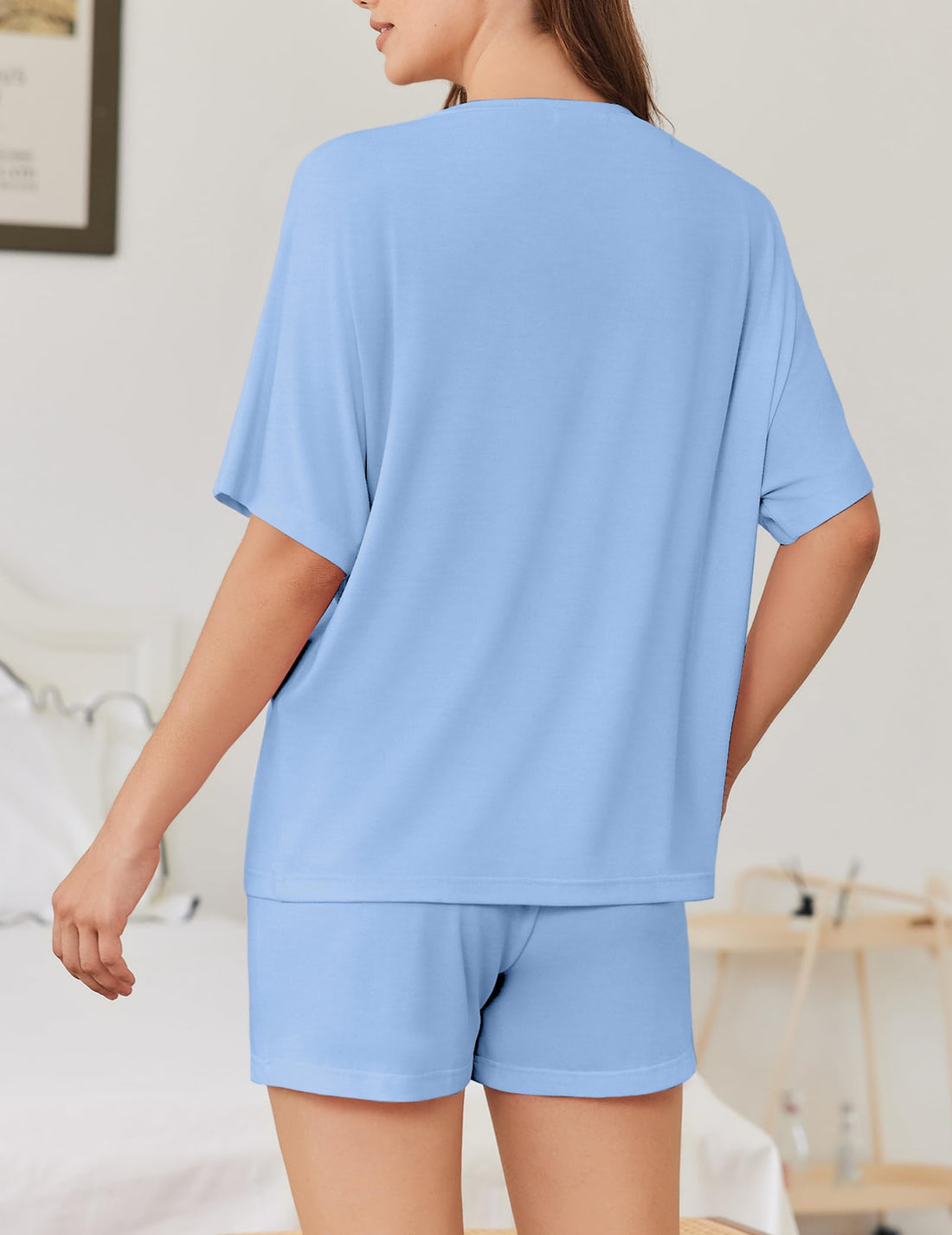 Ekouaer Pajama for Women Viscose from Bamboo 2 piece Lightweight Summer Pj Soft Short Sleeve Matching Lounge sets with Pocket