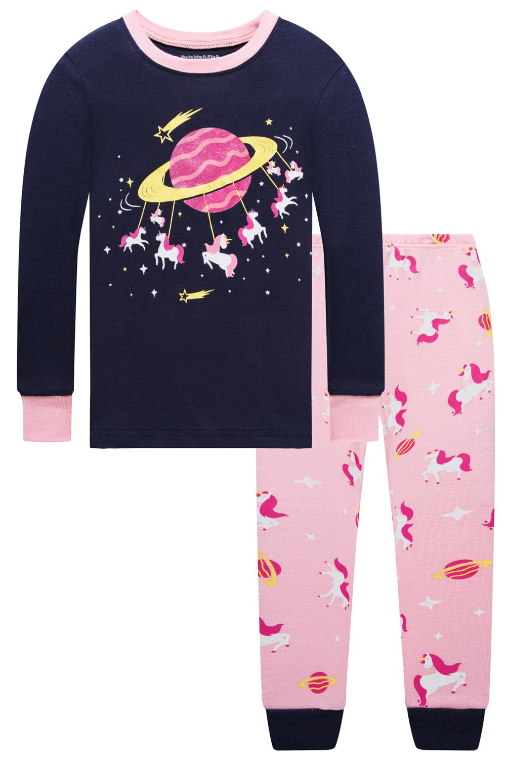 Dolphin&Fish Boys and Girls Soft Pajamas 100% Cotton Toddler Pjs Long Sleeve Kid Sleepwear Sets