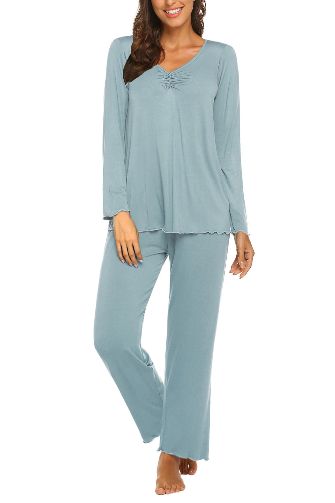 Ekouaer Womens Pajama Sets 2 Piece Lounge Set Fall Winter Pajamas Long Sleeve Pjs Top and Pants Soft Pj Sets Loose Sleepwear