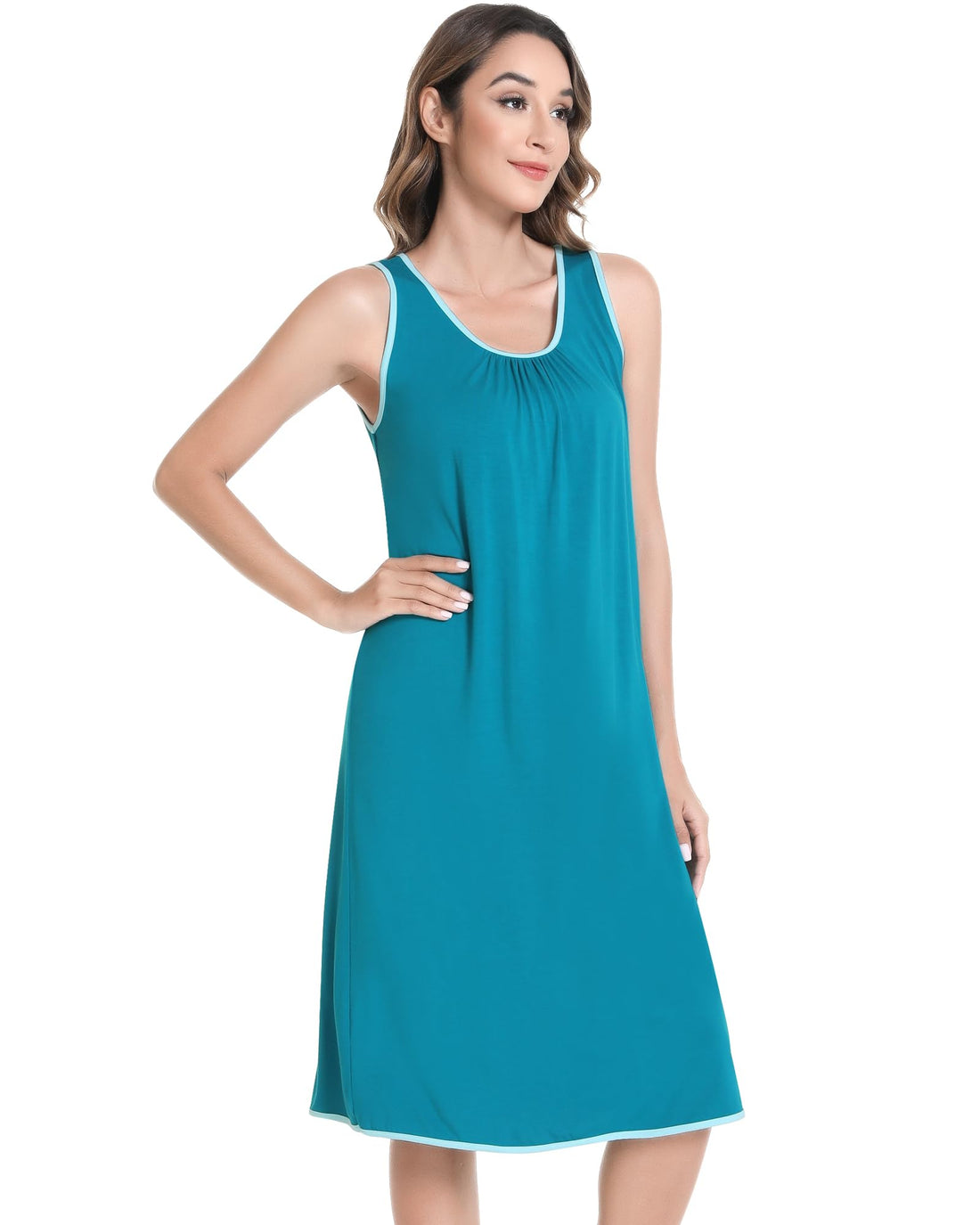 NACHILA Women's Nightgowns-Viscose Made from Bamboo,Sleeveless Tank Night Gown Crew Neck Sleep Dress Cool Sleepshirts WEBE CLOTHING