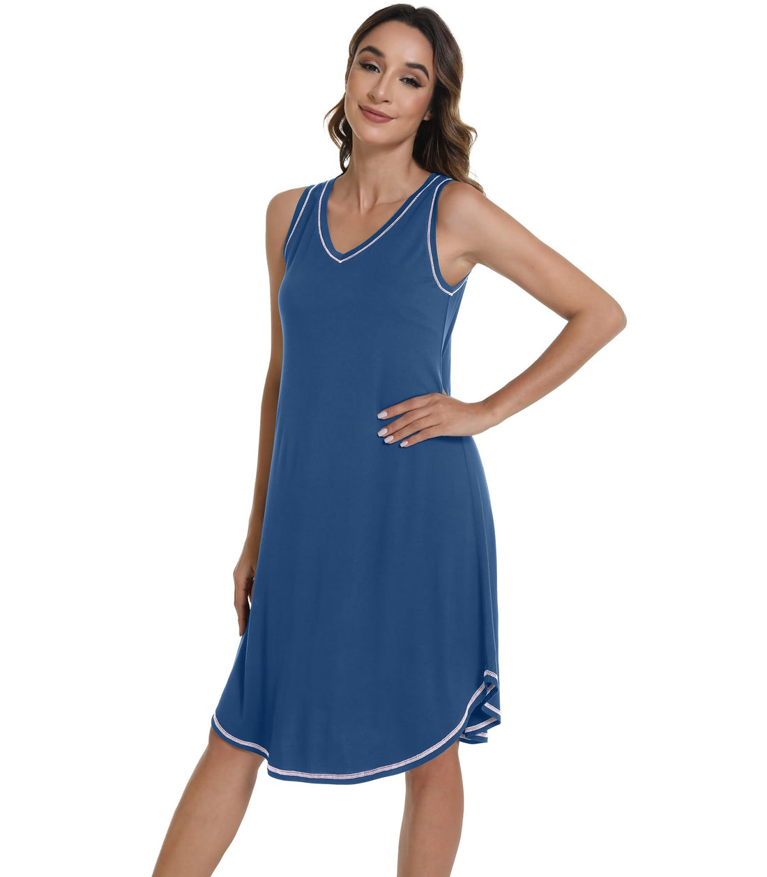 WiWi Tank Nightgown for Women Soft Comfy Sleeveless Sleep Gowns Viscose from Bamboo Cooling Sleepwear S-XXL WEBE CLOTHING