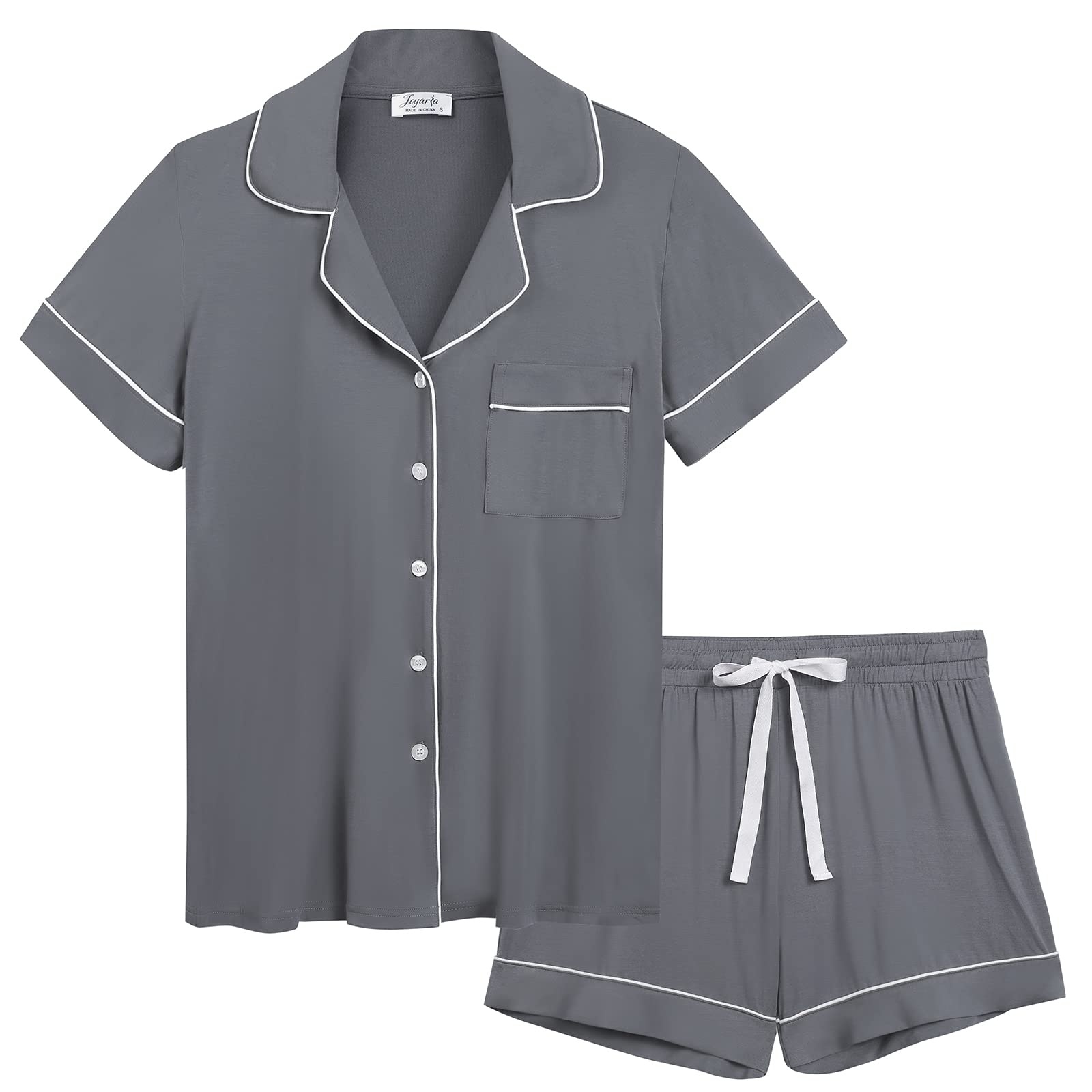Joyaria Women's Cooling Bamboo Viscose Pajamas Shorts Set Button Front | Moisture Wicking, Cool & Lightweight, Breathable PJs for Night Sweats