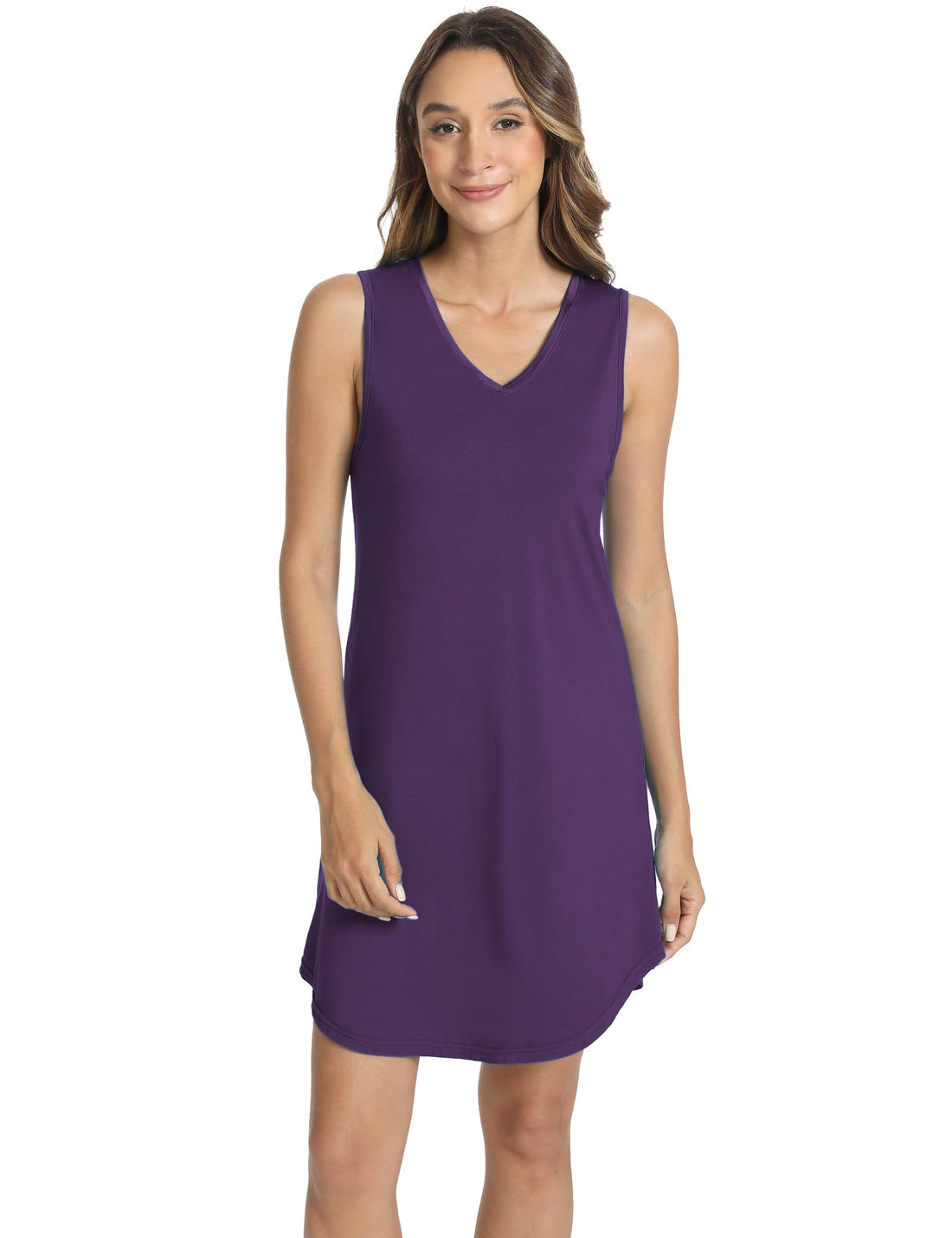 LazyCozy Bamboo Viscose Nightgowns for Women, Soft Sleeveless Night Shirts | V-Neck Tank Sleep Shirt, Short Night Dress Pajamas, Cooling, Moisture-Wicking Sleepwear for Hot Sleepers, Night Sweats WEBE CLOTHING