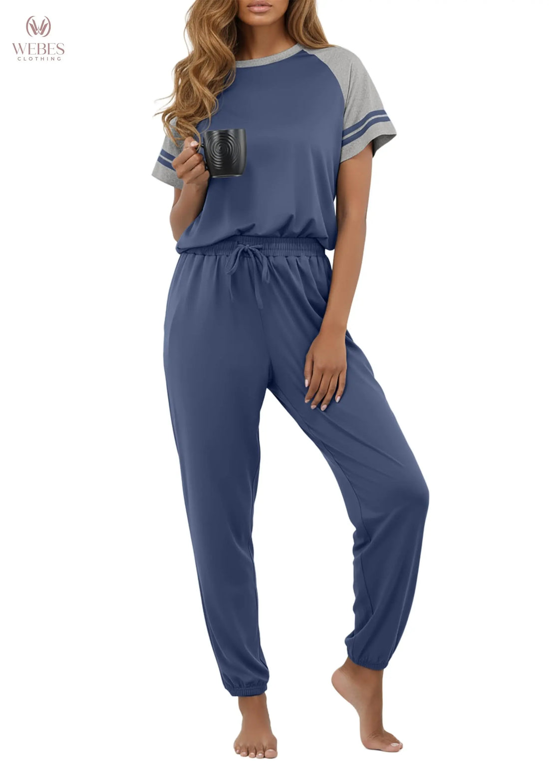 PrinStory Womens Pajama Sets Short Sleeve Pjs 2 Piece Lounge Set Soft Pj Sets Lightweight Sleepwear Loungewear with Pockets WEBE CLOTHING