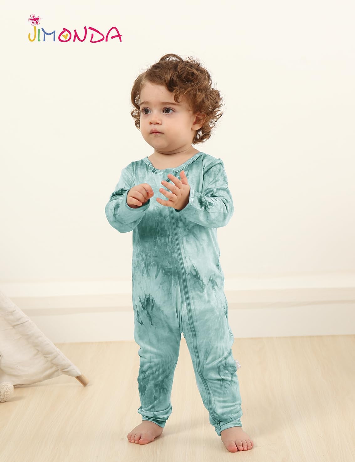 Jimonda Baby Girls Boys Footless Pajamas,Rayon From Bamboo Pjs 2 Way Zipper Long Sleeve Soft Sleeper,Infant Tie-dye Romper
