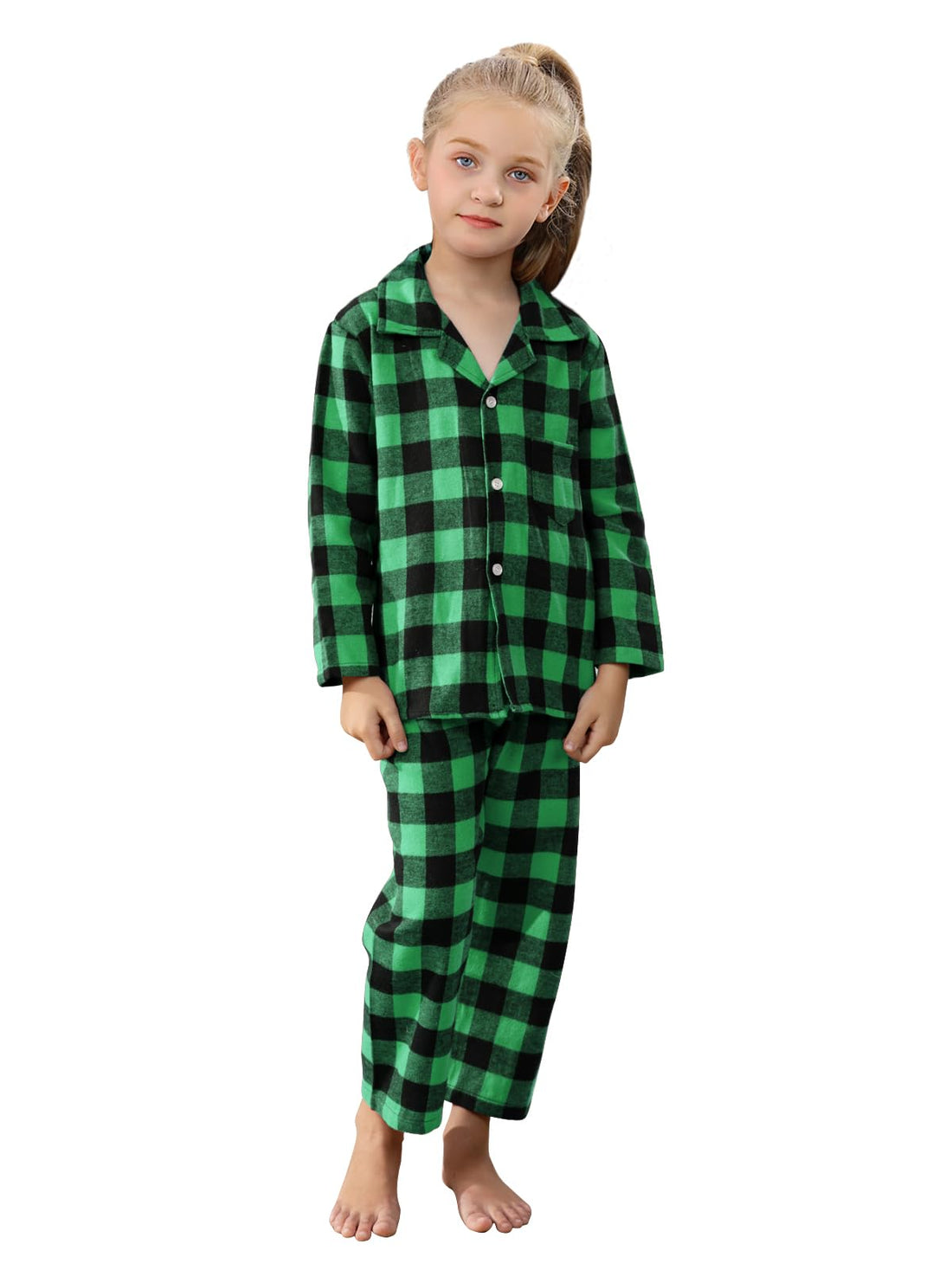 QZH.DUAO Family Christmas Pjs Matching Sets Plaid Pajamas Long Sleeve Holiday Sleepwear Set Loungewear Set