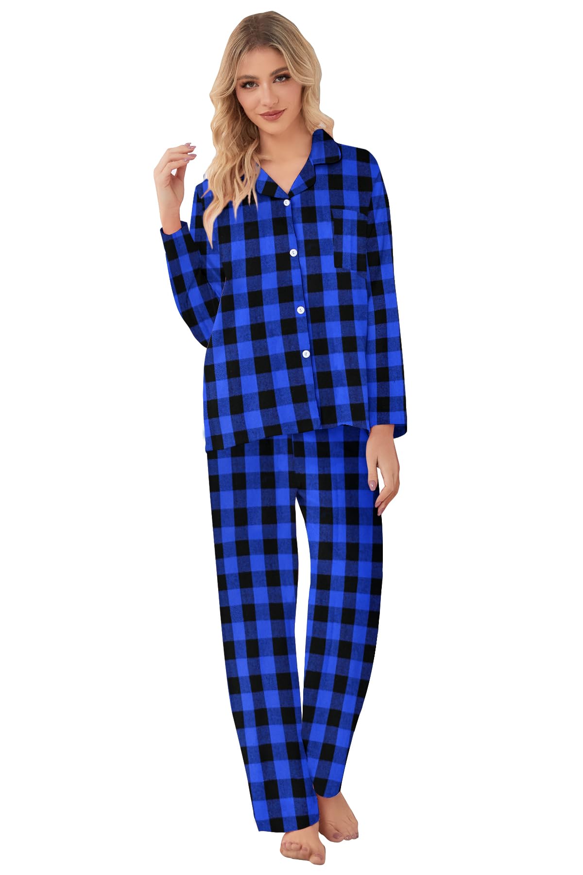 QZH.DUAO Family Christmas Pjs Matching Sets Plaid Pajamas Long Sleeve Holiday Sleepwear Set Loungewear Set