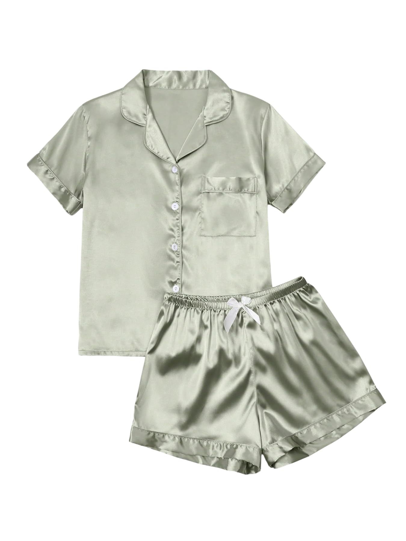 Verdusa Pajamas For Women Set 2 Piece Summer Pajama Sets Cute Pjs Lounge Matching Button Shirt with Shorts