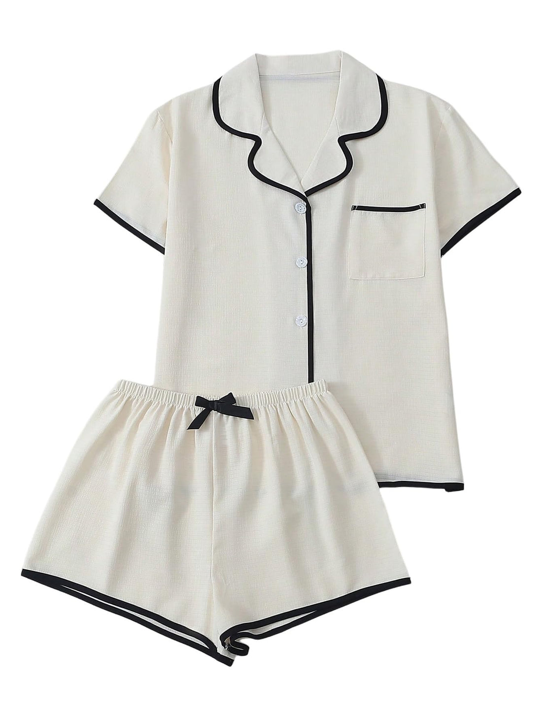 Verdusa Pajamas For Women Set 2 Piece Summer Pajama Sets Cute Pjs Lounge Matching Button Shirt with Shorts