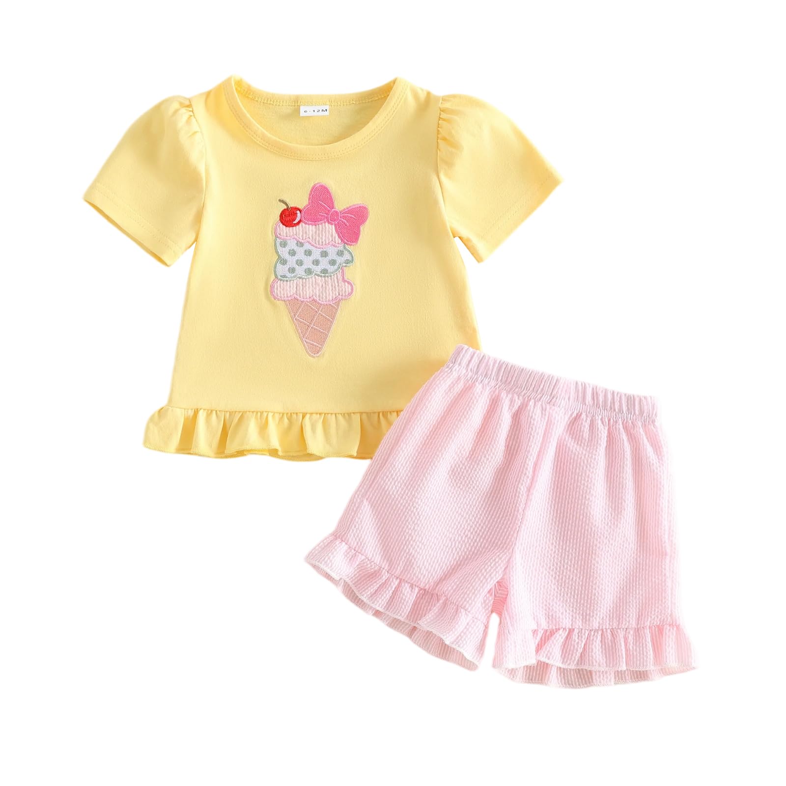 Toddler Baby Girl Summer Clothes T-Shirt Shorts Set Cute Outfits | Toddler Baby Girl Summer Clothes Short Sleeves T-Shirt Tops and Ruffled Shorts Set Cute Summer Outfits 2Pcs WEBE CLOTHING
