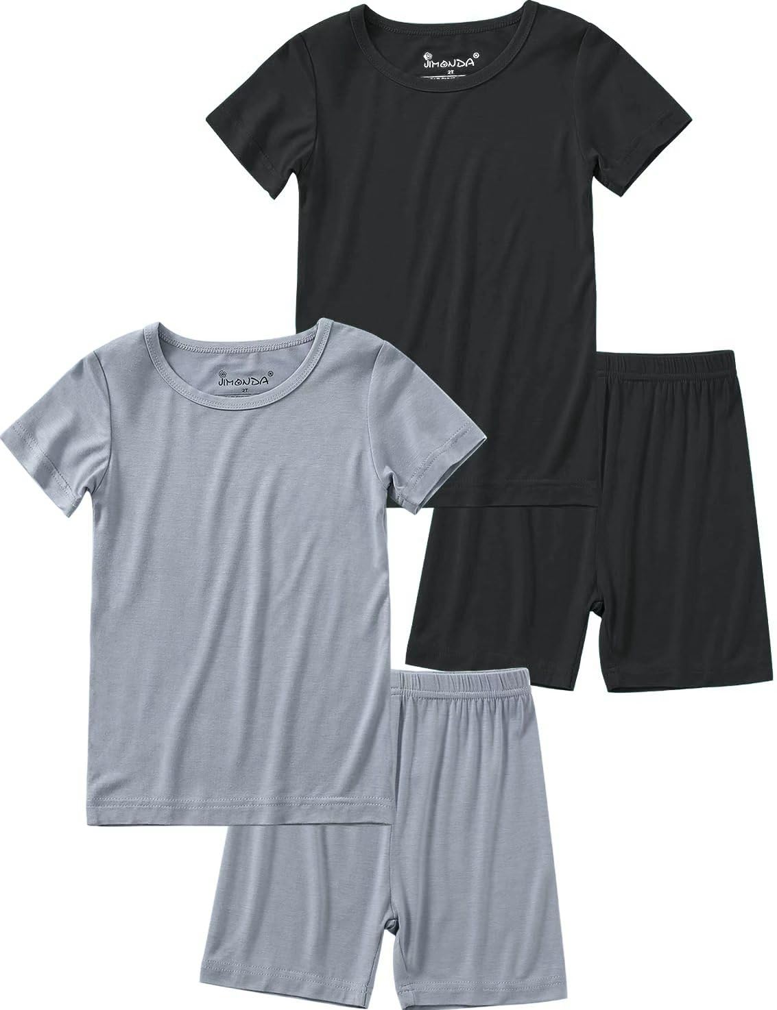 Jimonda Baby Boys Girls Pajama Sets Kid Soft Sleepwear Rayon From Bamboo Sleepwear Short Sleeve 4-Piece Cool Jammies 18M-12Y