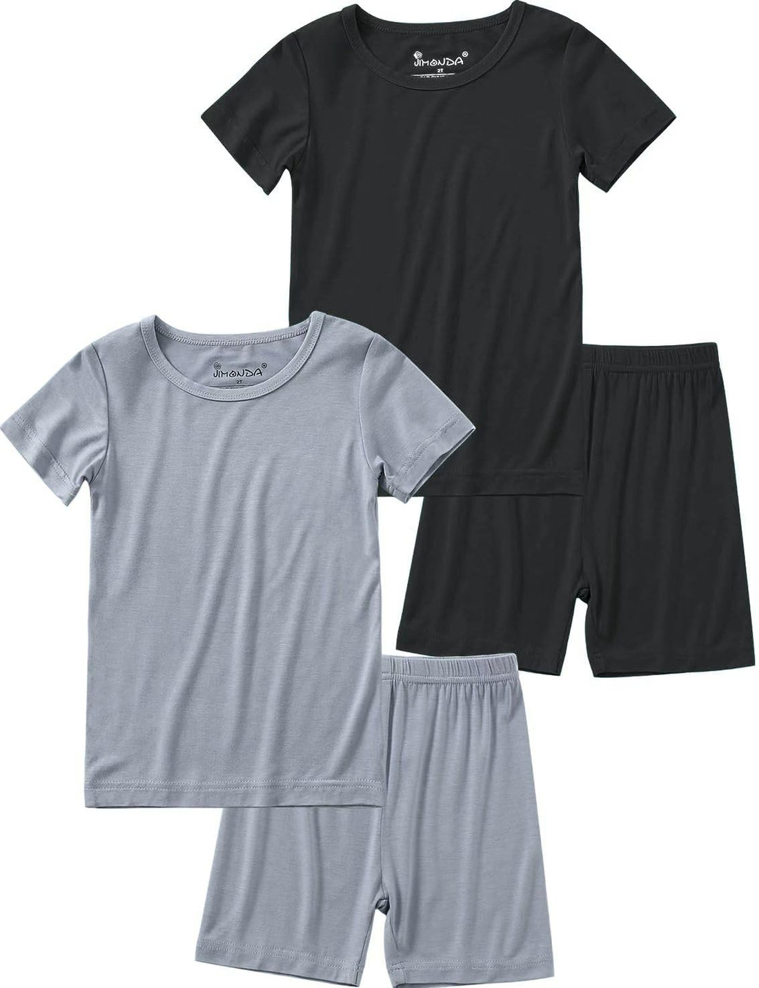 Jimonda Baby Boys Girls Pajama Sets Kid Soft Sleepwear Rayon From Bamboo Sleepwear Short Sleeve 4-Piece Cool Jammies 18M-12Y