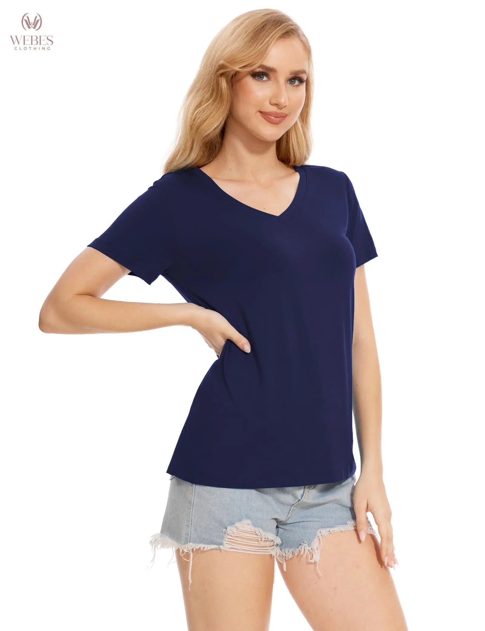 GYS Bamboo Viscose Pajamas Tops for Women, Cooling Basic T-Shirt, Soft Short Sleeve Sleep Shirts, Lightweight Pj Shirt