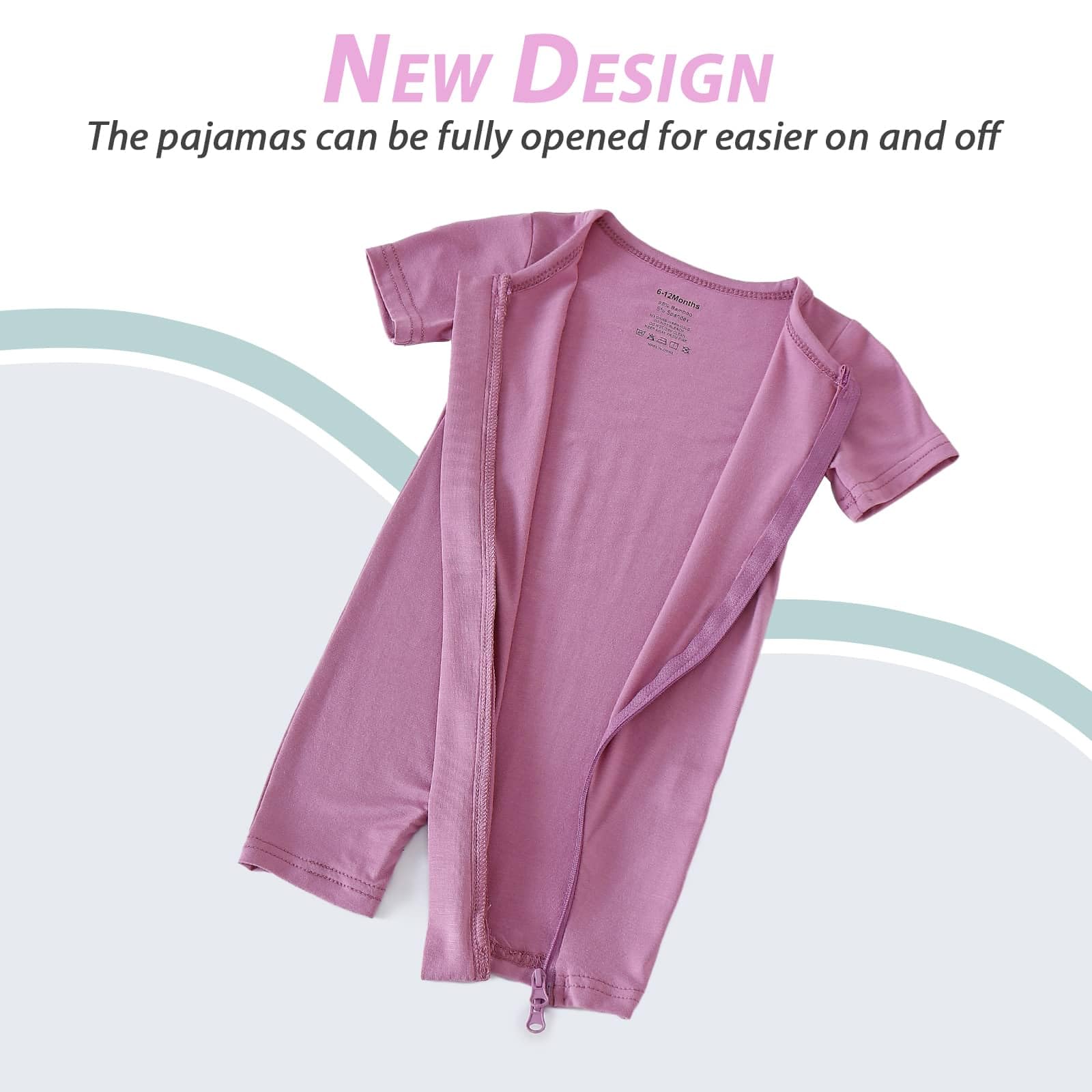 OPAWO Bamboo Baby Pajamas 3 Pack, Double Zipper Bamboo Sleepers for Baby Boy Girl Romper, Toddler Summer Clothes Outfit 0-24M WEBE CLOTHING