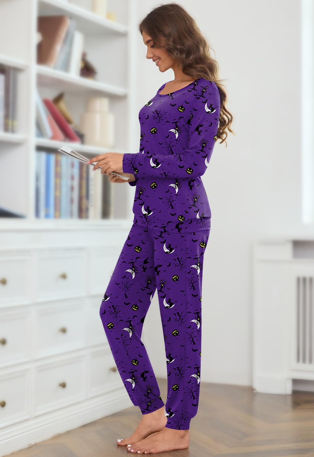 HOTGIFT Womens Pajamas Sets, 2 Piece Lounge Pjs Set Long Sleeve Long Pant Ladies Sleepwear with Pockets Soft
