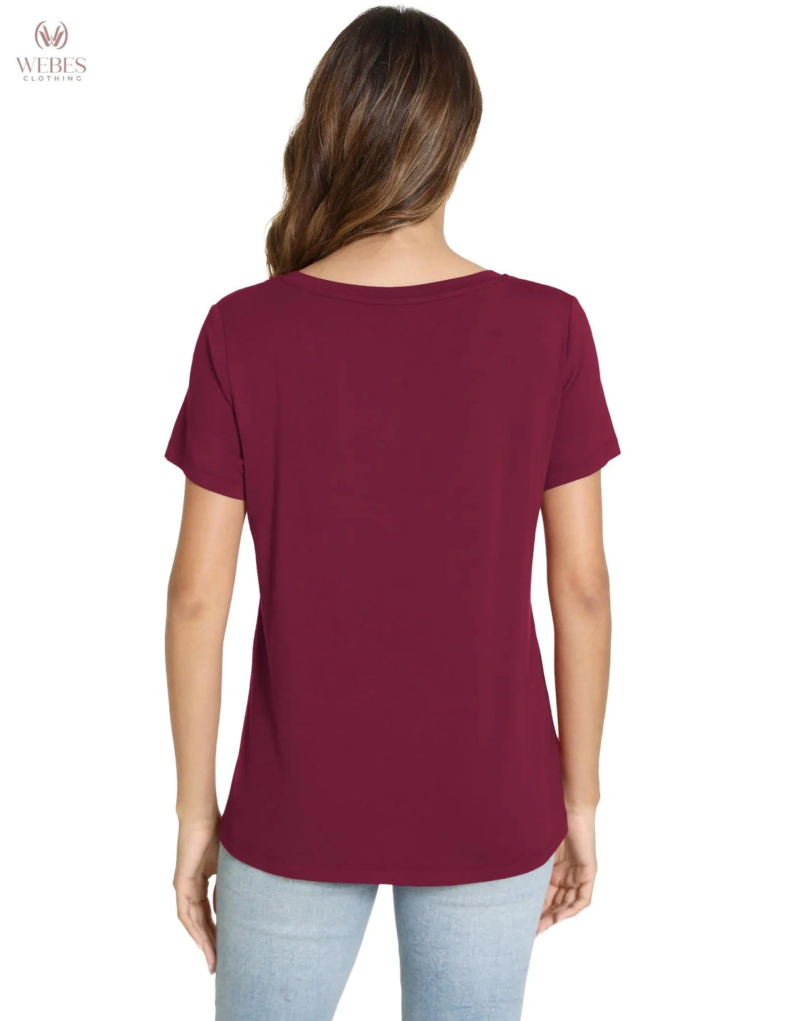GYS Bamboo Viscose Pajamas Tops for Women, Cooling Basic T-Shirt, Soft Short Sleeve Sleep Shirts, Lightweight Pj Shirt