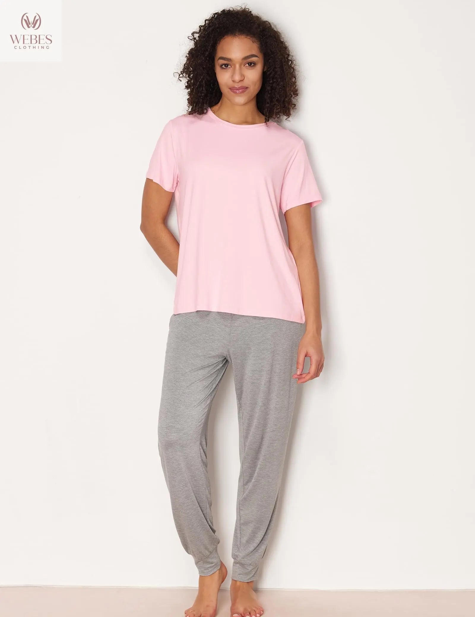 GYS Women's Pajama Tops Bamboo-derived Viscose Soft Comfy Short Sleeve Basic Lounge Tops