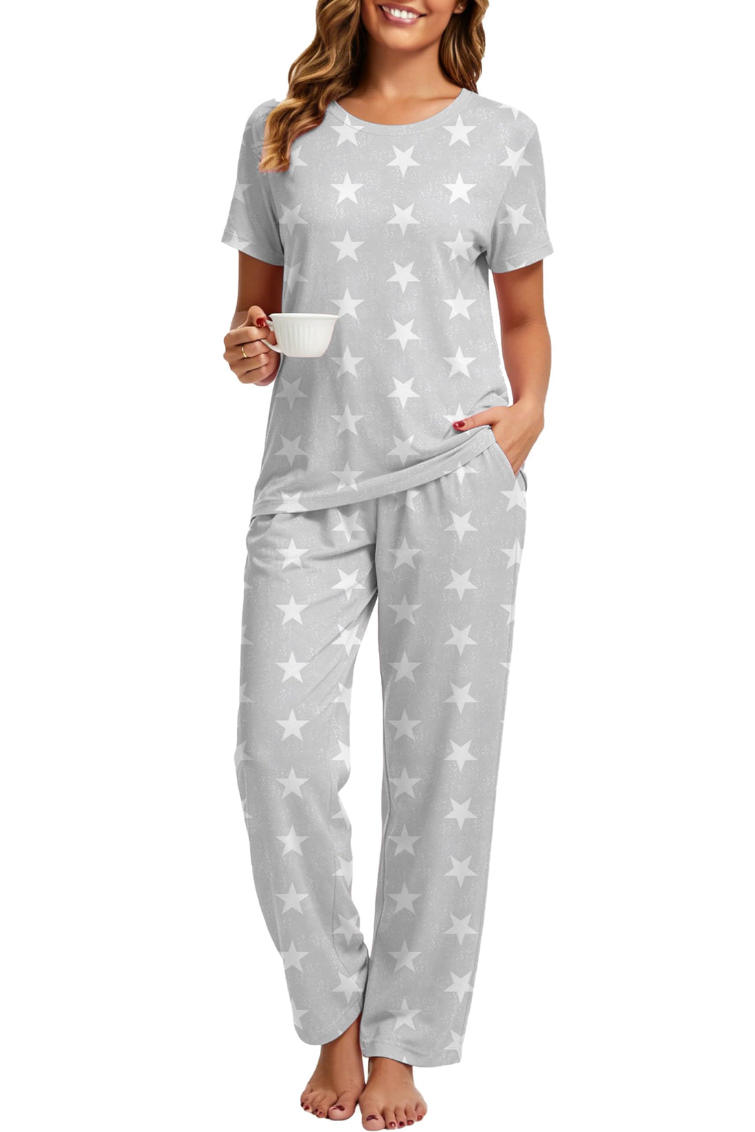 2 Piece Pjs Set For Womens Pajamas Lounge Set Long Sleeve Joggers Pants Sleepwear with Pockets WEBE CLOTHING