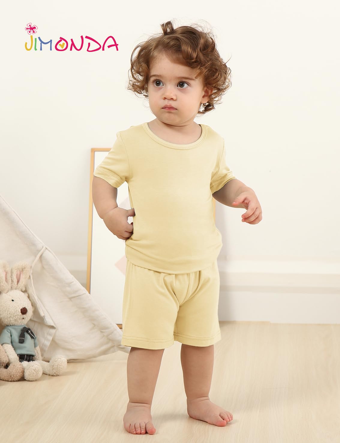 Jimonda Baby Boys Girls Pajama Sets Kid Soft Sleepwear Rayon From Bamboo Sleepwear Short Sleeve 4-Piece Cool Jammies 18M-12Y